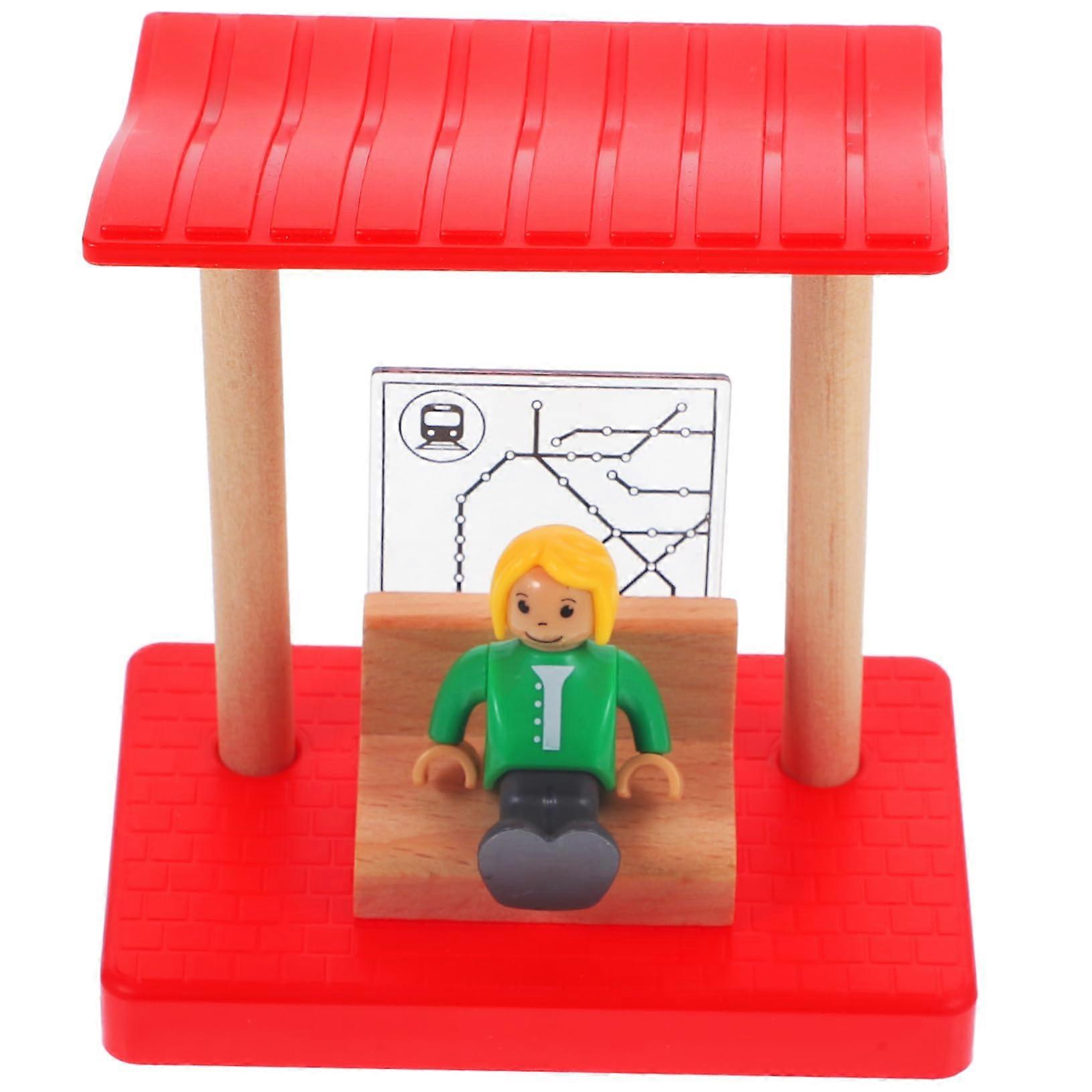 1 Set Wooden Railway Accessories with Figures, Safe for Ages X Years and Up