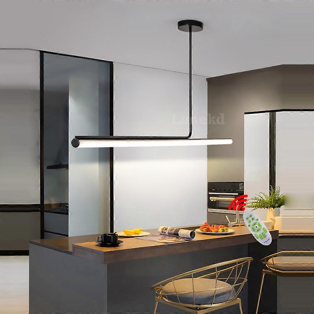 LED Pendant Light Modern Dimmable Linear Design Chandelier Dining Table Lamp L120CM Black