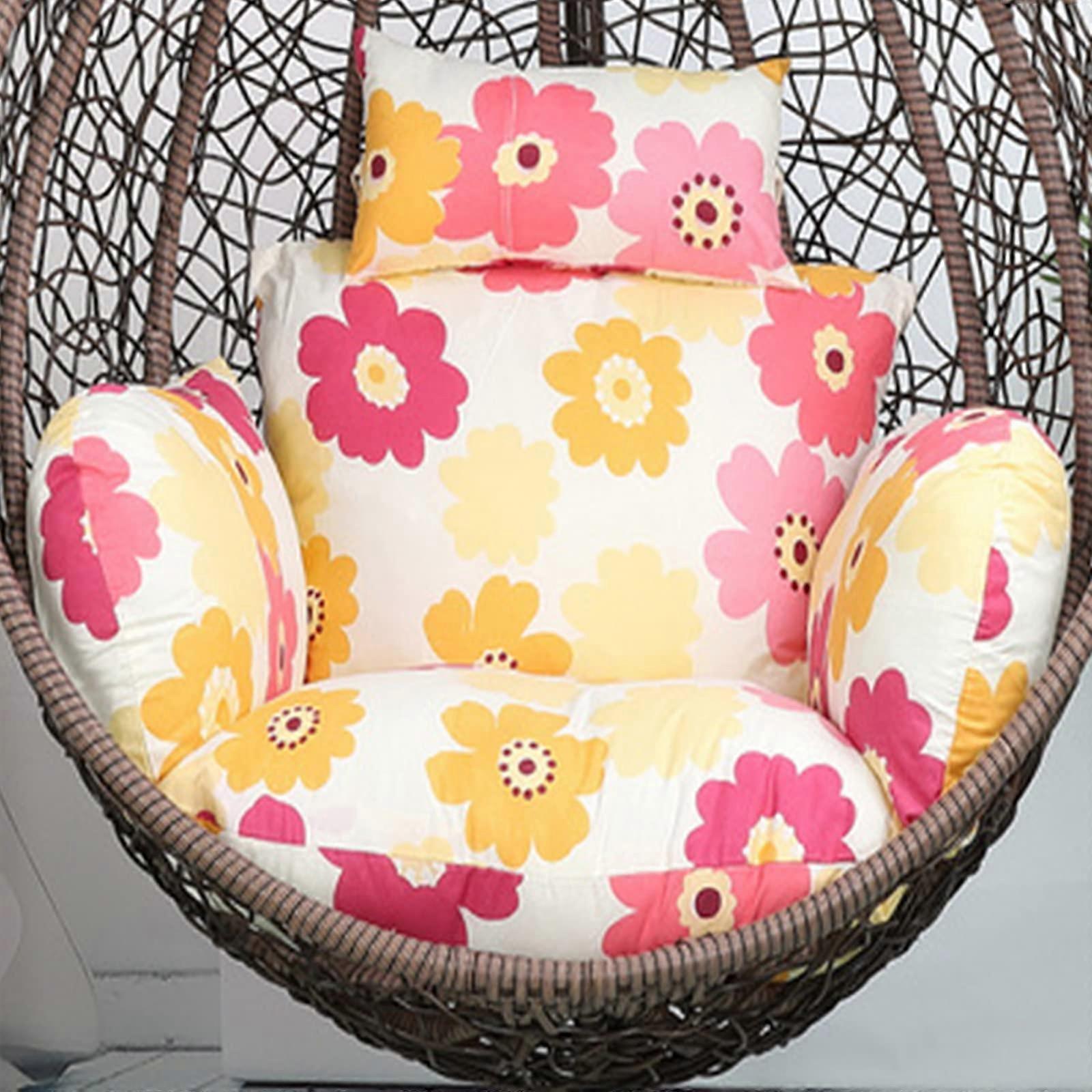 Eggshaped cushion for hanging basket, seat, terrace, swing, bedroom, indoor and outdoor use, replacement pad (stand not included)
