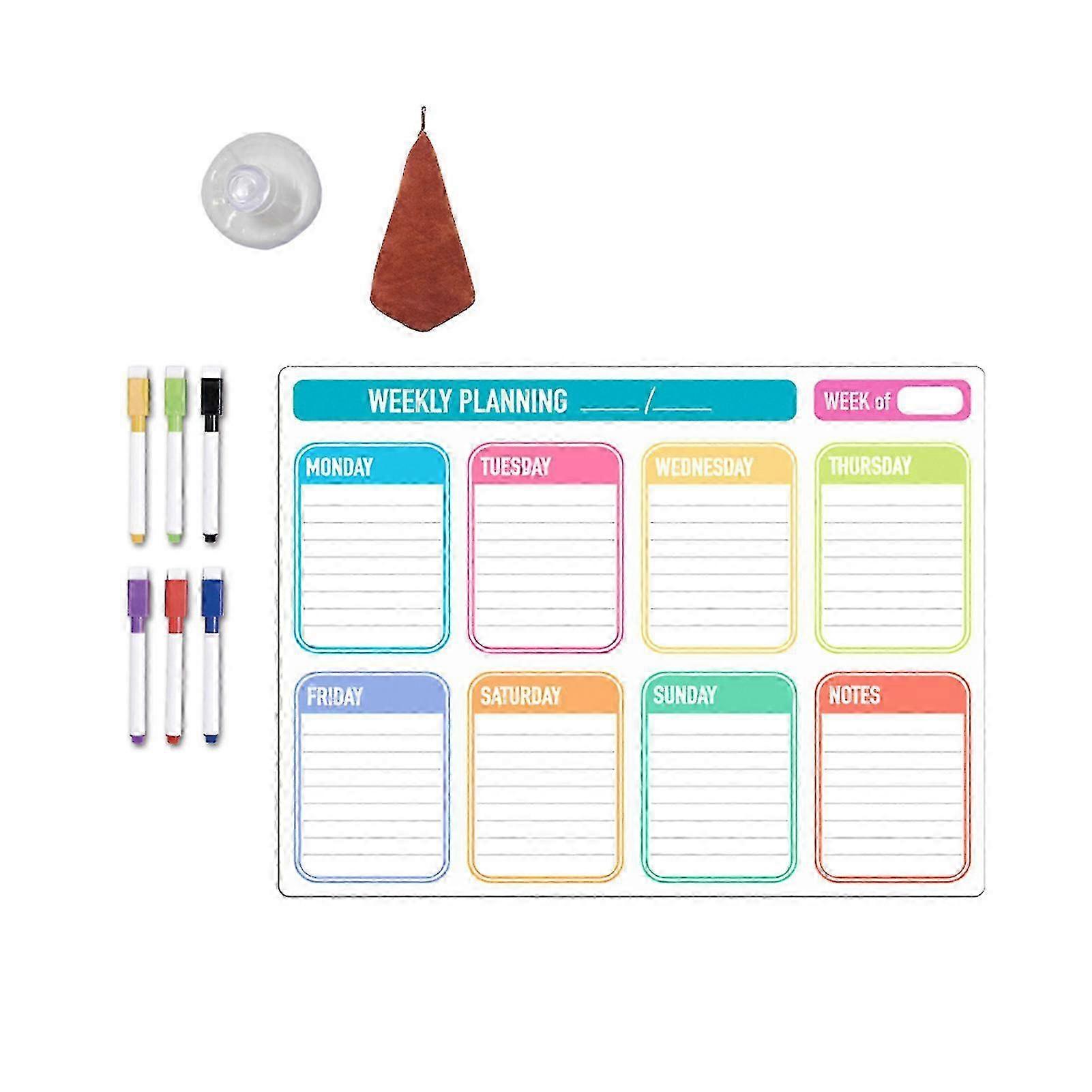 1 Set Magnetic Message Board Erasable Writing Surface Weekly Planner for Home Kitchen