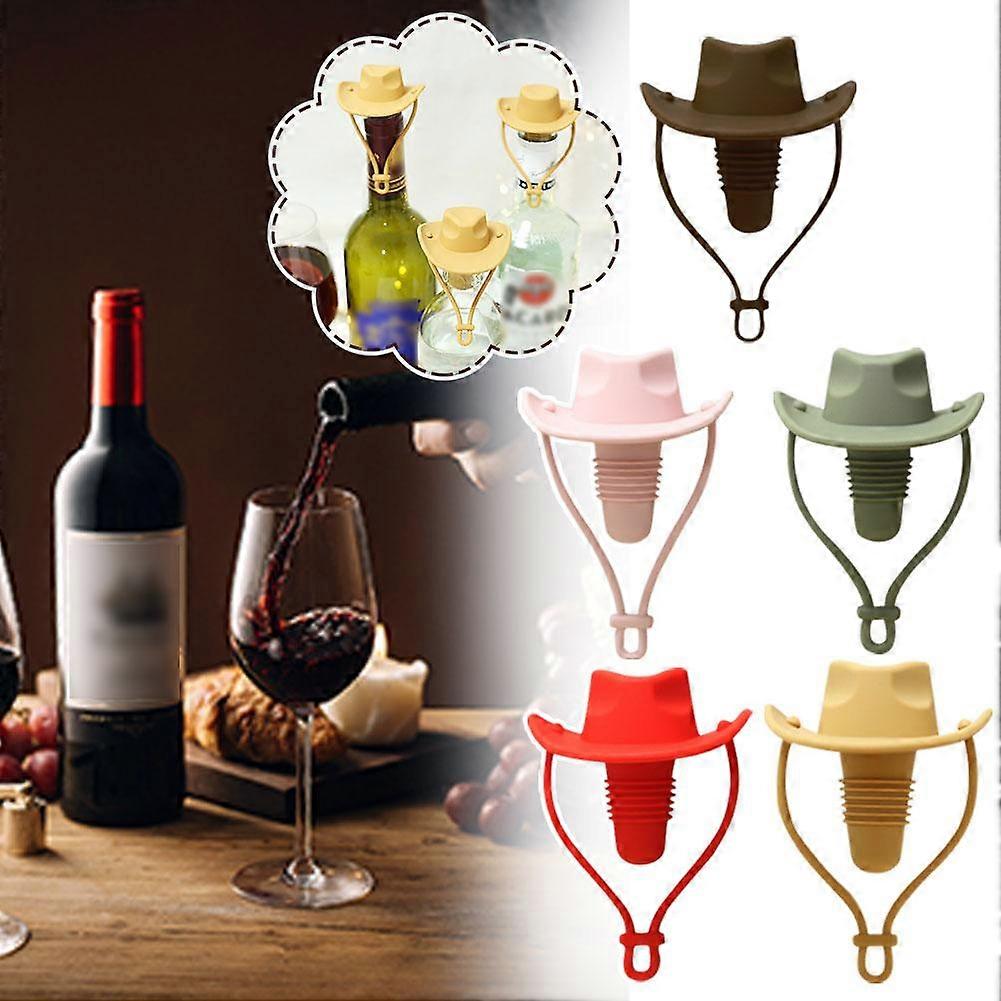 כובע בוקרים בצבע חיטה (A)$Silicone פקק יין אדום כובע בוקרים מערבי יין זר יצירתי עמיד בפני דליפות מזון פקק איטום ביתי בדרגת מזון