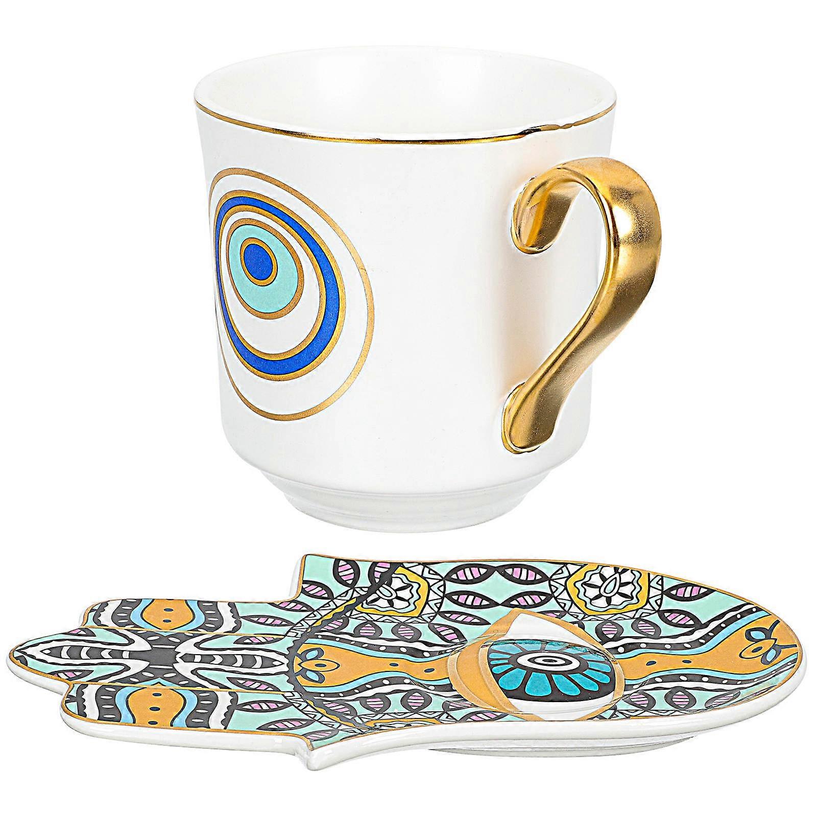 It sounds like you're describing a **European style ceramic coffee serving set**, which includes a **cup and saucer**, designed for both **home and