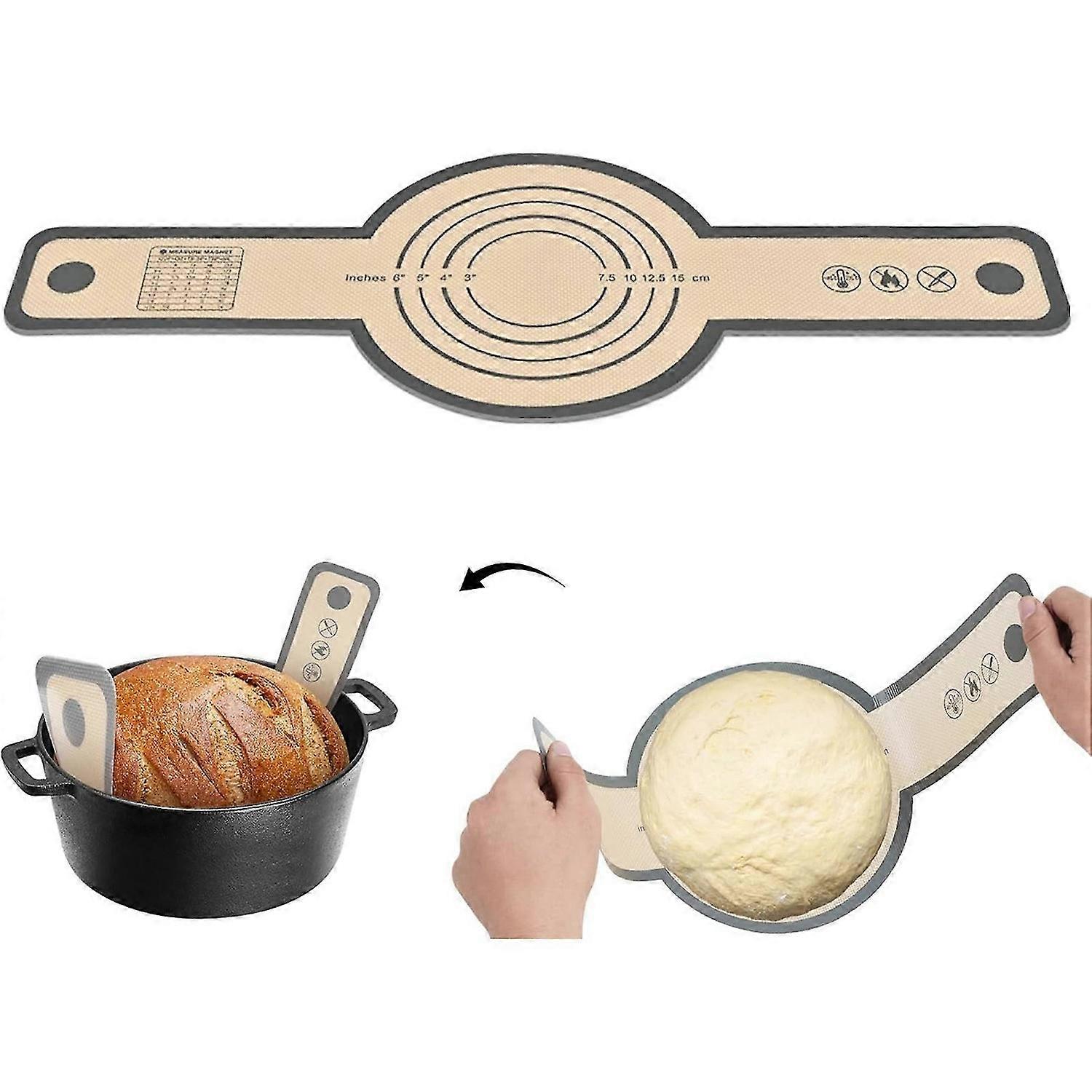 Bread Mat, Reusable Silicone Bread Sling, Non-Stick & Heat Resistant Dutch Oven Liners With Long Han