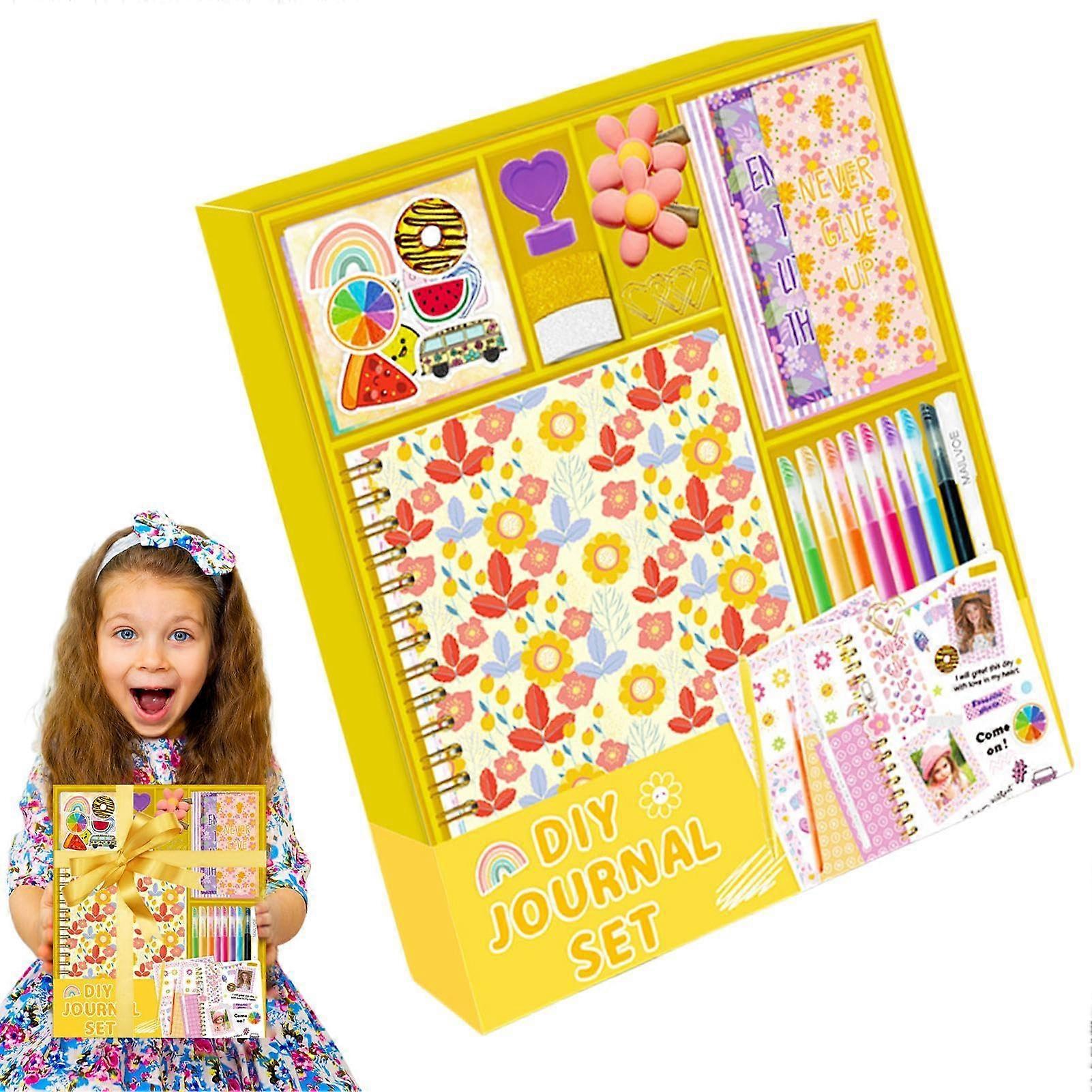 Floral Scrapbook Diary Set for Girls, Journal Kit with Stickers, Creative Scrapbooking Supplies