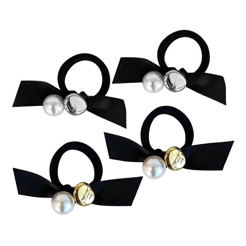 Here's a polished and engaging product description based on the details you provided:
**4 pcs Bow Hair Scrunchies with Pearl Decoration – Stylish