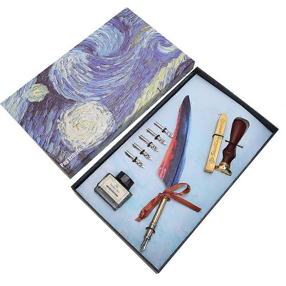 مجموعة القلم الريشة الرجعية الاتحاد الأوروبي نوع الفولاذ المقاوم للصدأ المنقار أدوات الكتابة عيد ميلاد هدية الحرف اليدوية للطلاب