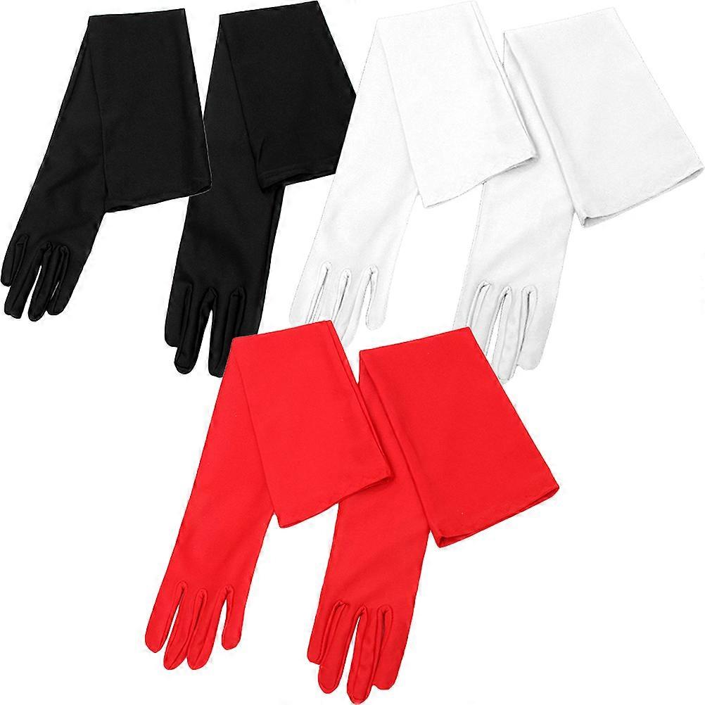 Gloves Long Elastic Gloves Women Performance Decorative Black 3Pairs