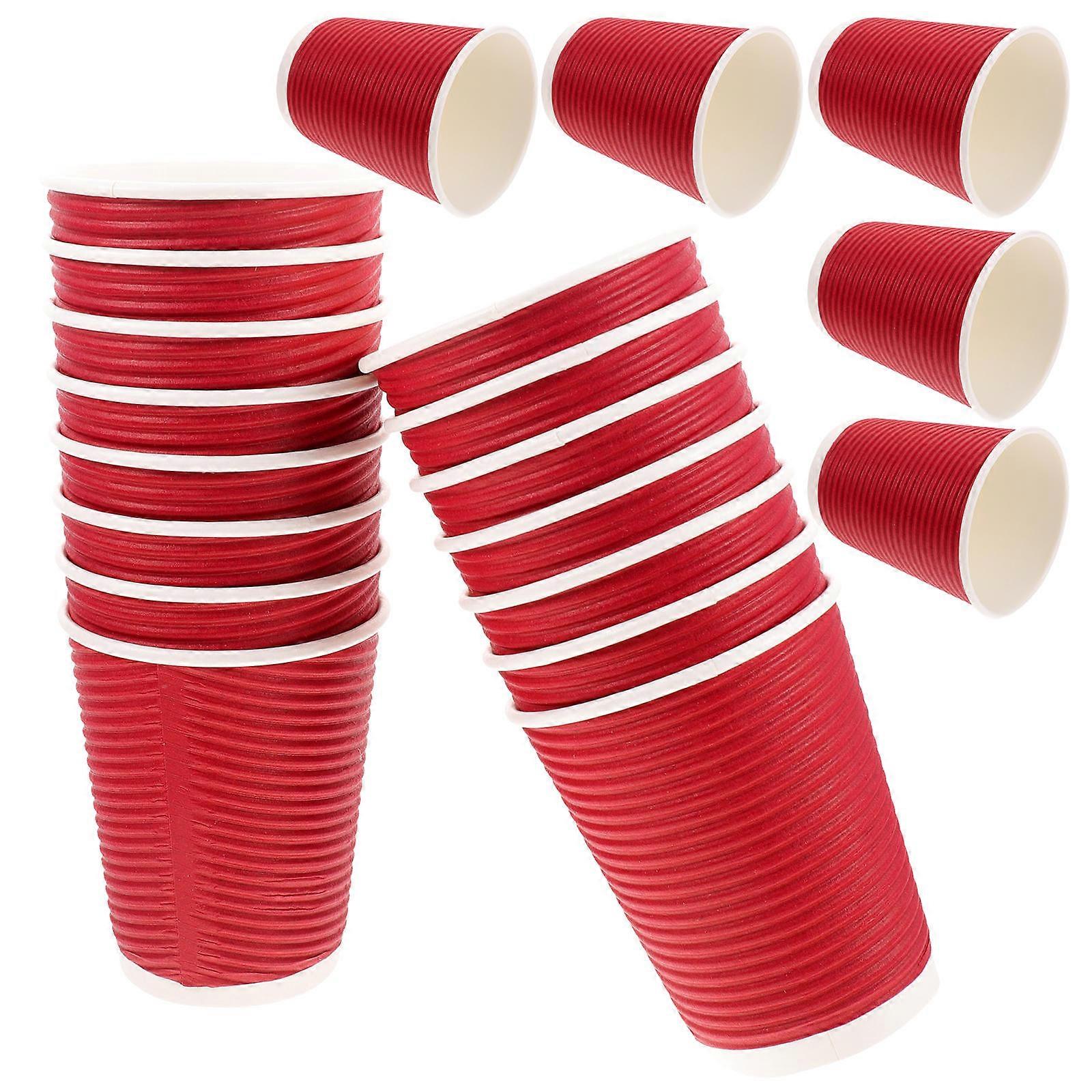 Cup for Coffee Thicken Hot Paper Cup Heat-Resistant Cold-Resistant Simple and Convenient Design For Parties Red 270ml 50Pack
