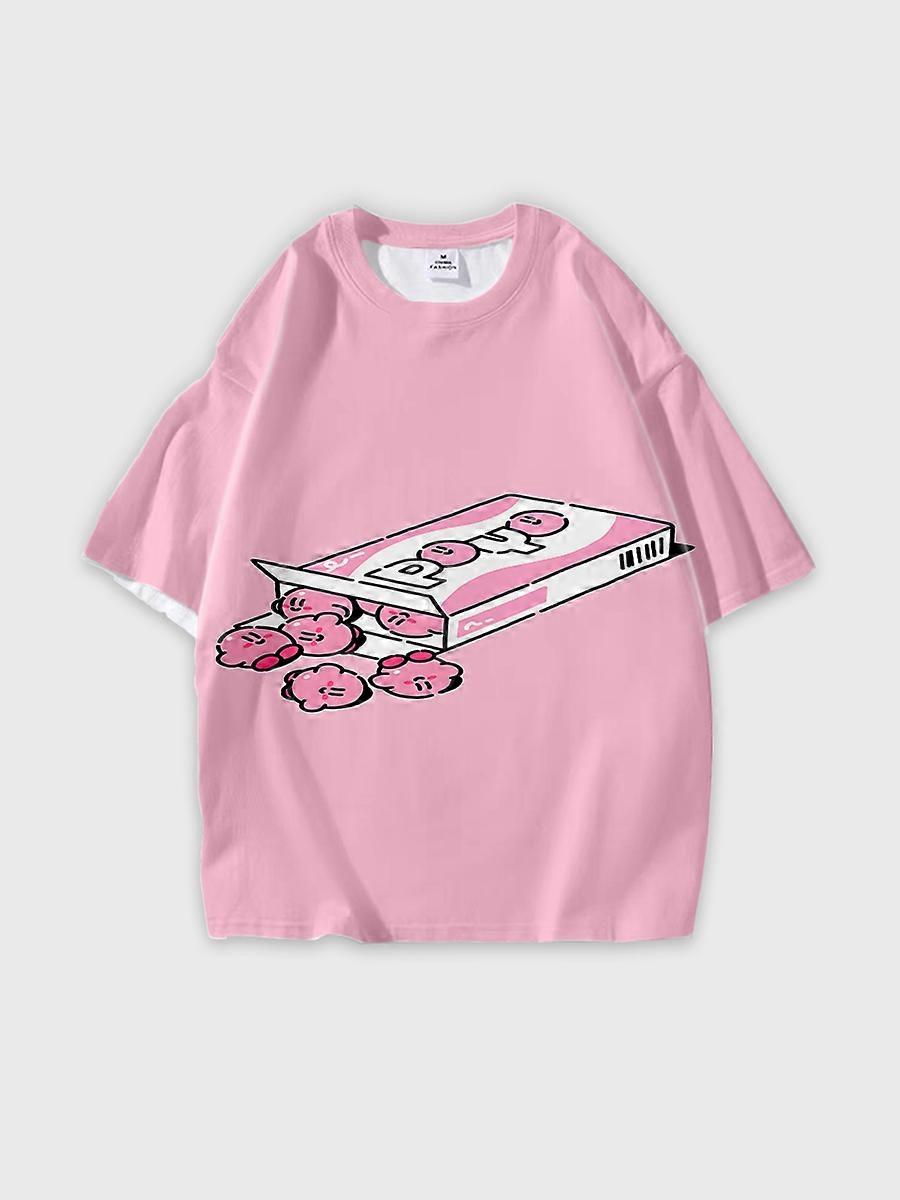 T-shirt round neck Pattern loose short sleeve JW598