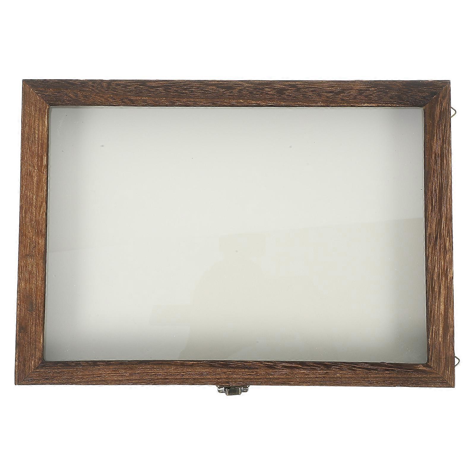 Boîte à échantillons d’insectes murale en bois vintage avec couvercle transparent pour fleurs séchées, bijoux et rangement multifonctionnel