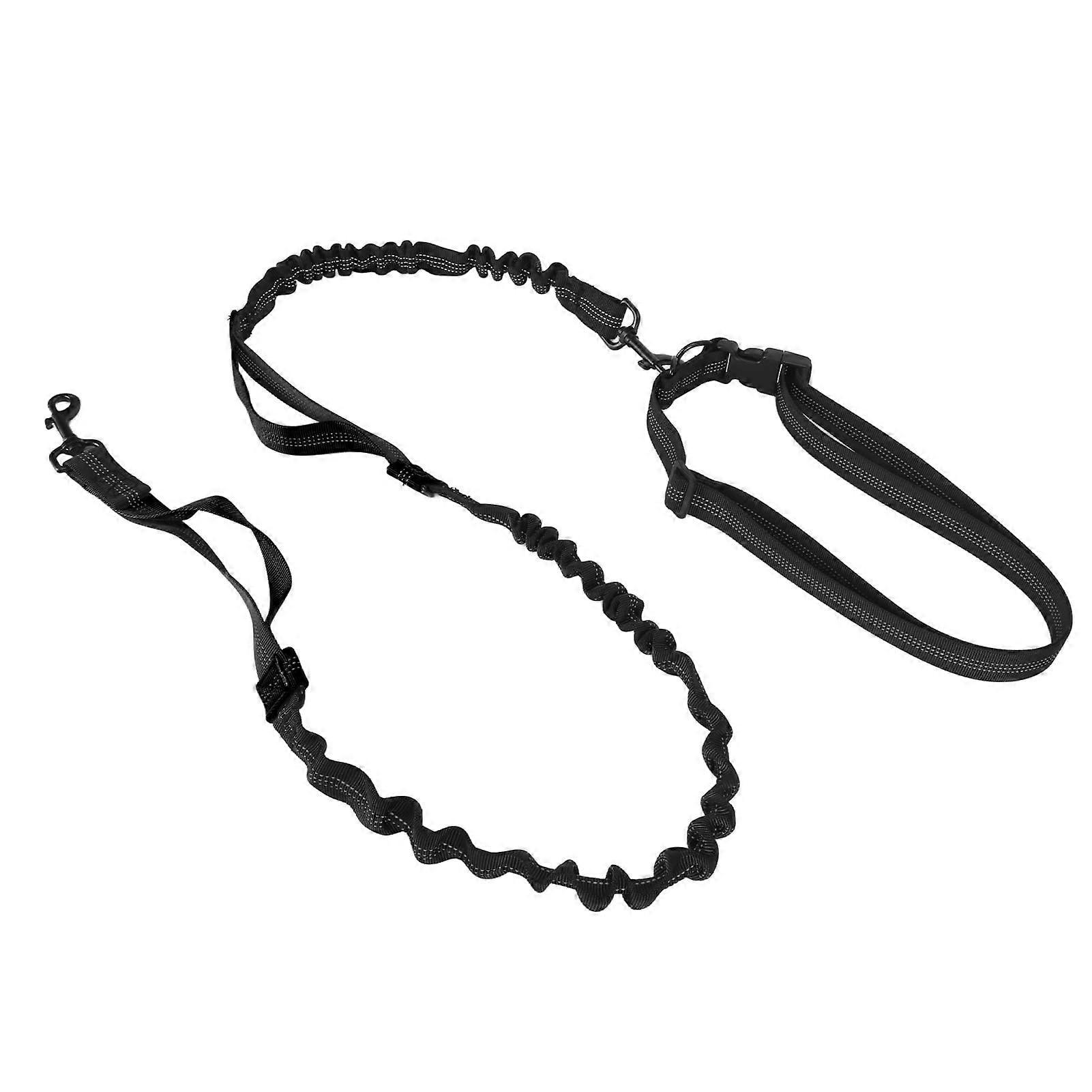 Bungee dog leash with shock absorption for large dogs, padded handles (Black)