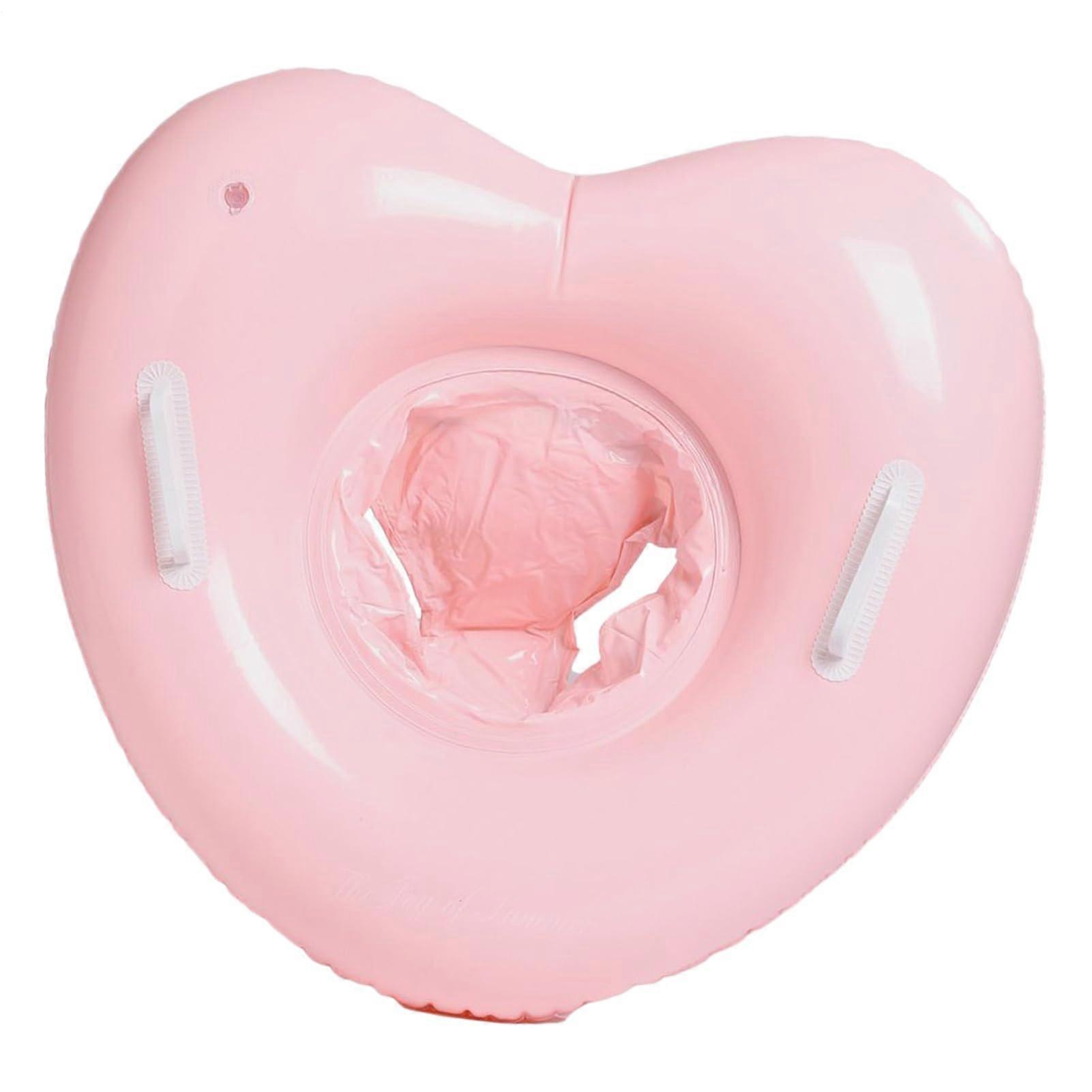 Inflatable Swim Ring for Kids Inflatable Portable Heart Shape with Handles Swimming Tube for Babies 6 Months and Up