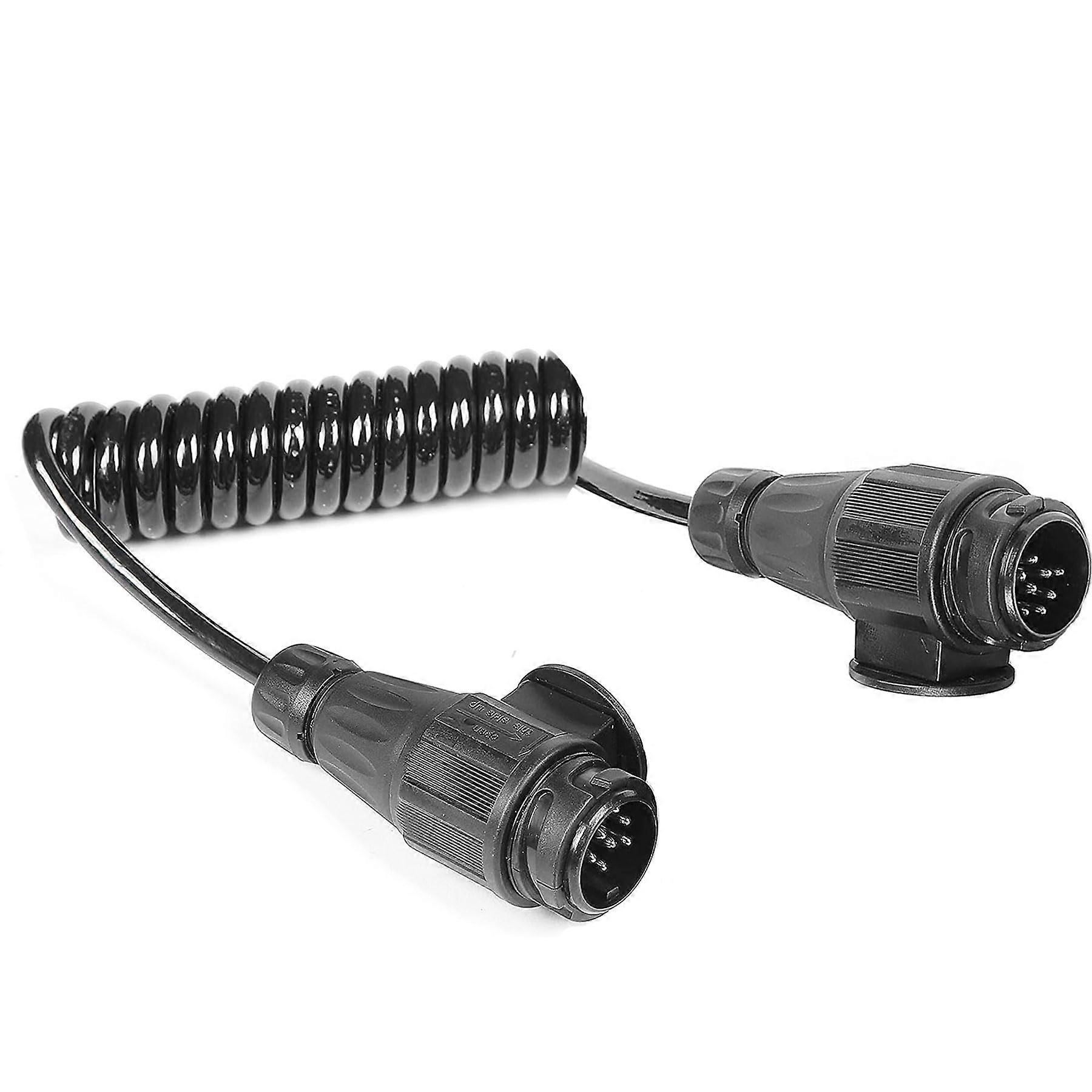 Trailer Extension Cable Adapter 13-Pin to 13-Pin 1.8m Spiral Cable with Male Female Plug for Towing Hitch Compatibility