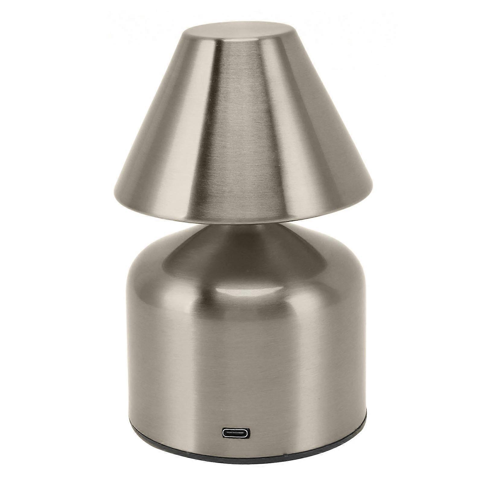 3W Stepless Dimming Touch Table Desktop Lamp 1800mAh Cordless 3 Color Rechargeable Bedside Desk Light for Bar Silver 