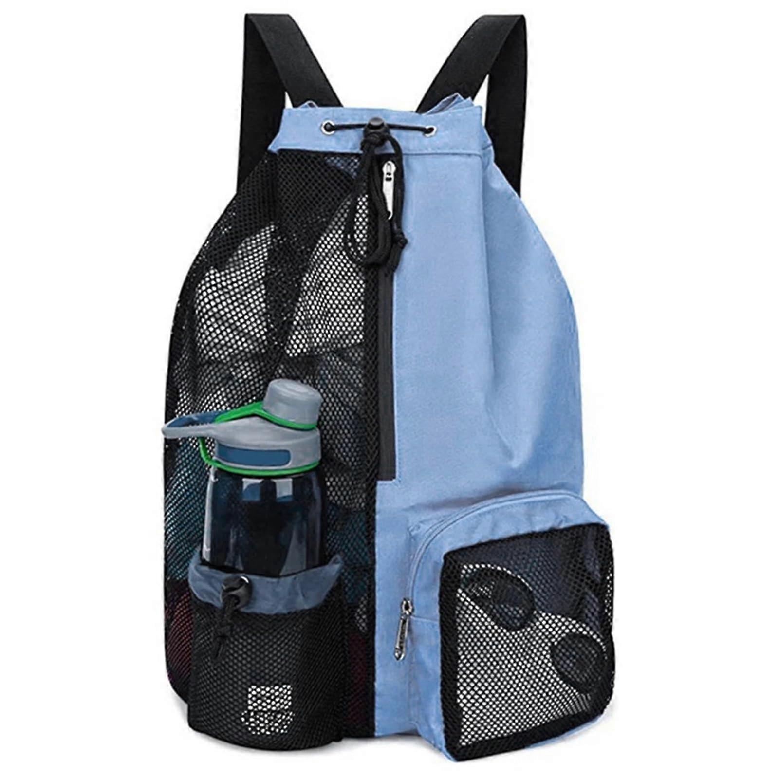 Drawstring Bag Backpack, Lightweight Gym Bag for School, Beach, Sports Blue