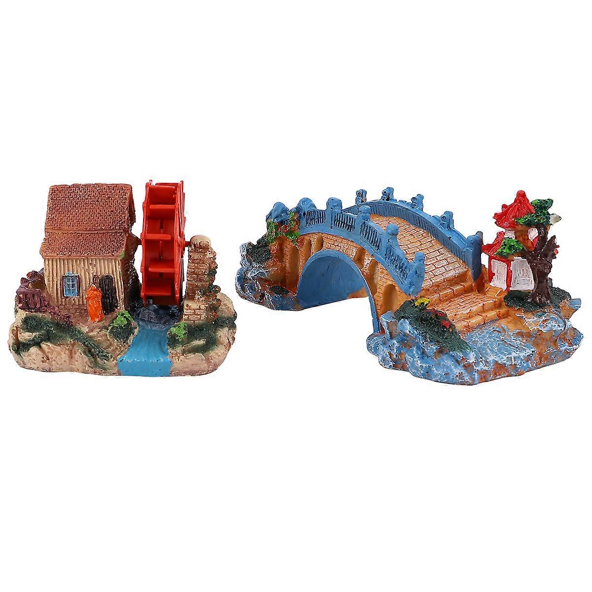 Aquarium-Ornament in Brückenform aus Kunstharz – 2er-Packung – Bietet Fischen Unterschlupf und Schutz
