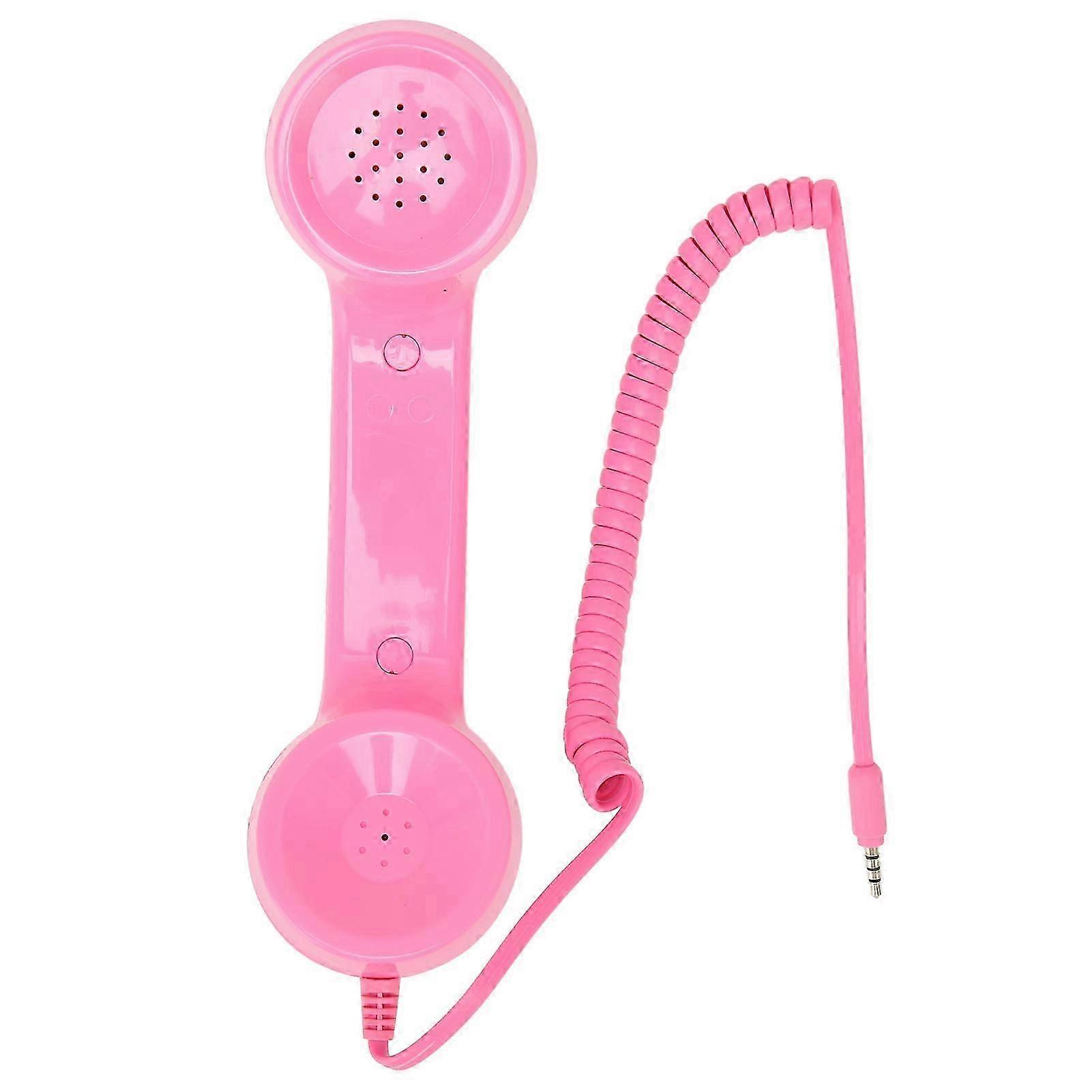 Retro Phone Handset Multifunction Radiation Proof Handheld Cell Phone Receiver for Mobile Phones Computers Pink--