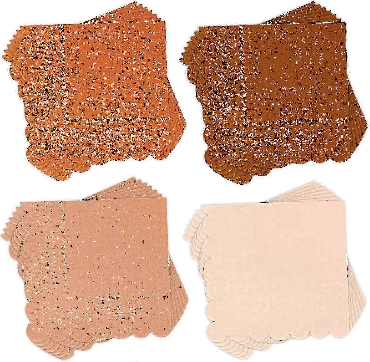 200 Sheets Terracotta Cocktail Napkins with Scalloped Edge - Gradient Color Disposable Paper for Parties & Events
