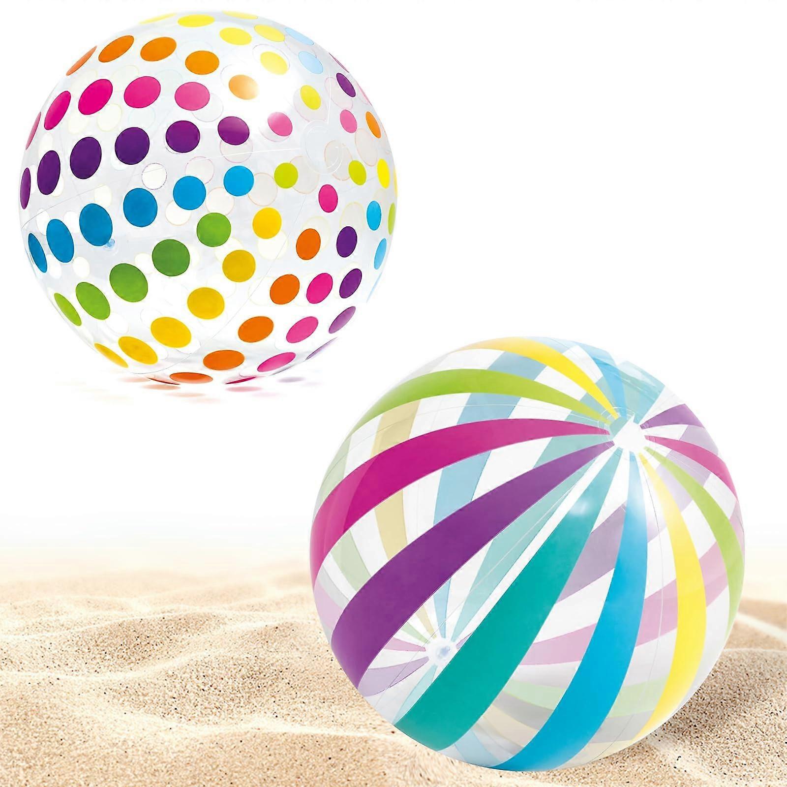 Pack of 2 Inflatable Beach Balls - 53 cm Colorful Dot Water Balls for Hawaiian and Beach Parties, Swimming Pools