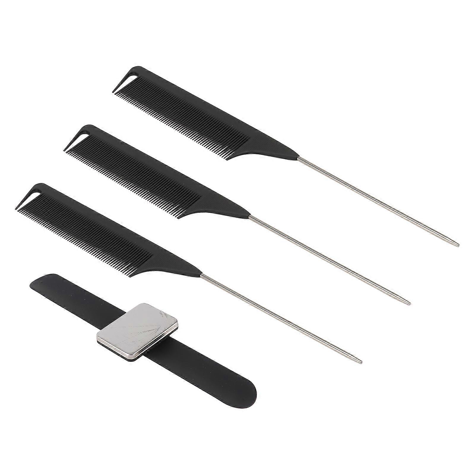 Magnetic Pickup Hairdressing Combs Set Styling Salon Use Black 23.4x2.8cm 1Set