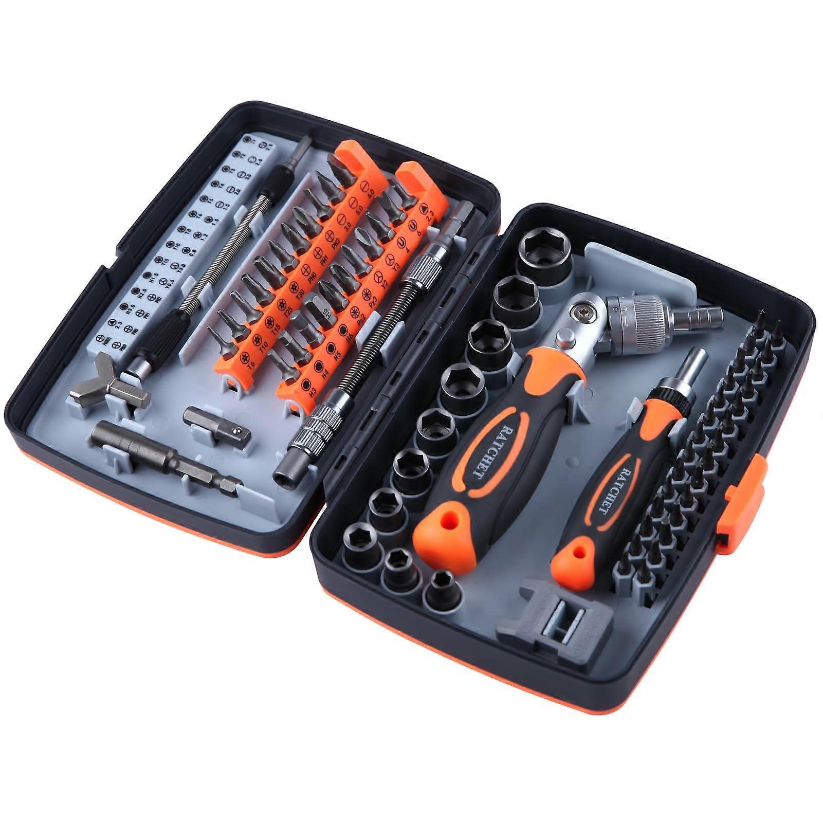 Ratchet Screwdriver Set 68 in 1 Socket Wrench Set Magnetic Screwdriver Bit Set Rotating Ratchet Handles with Storage Case, DIY Tool Sets