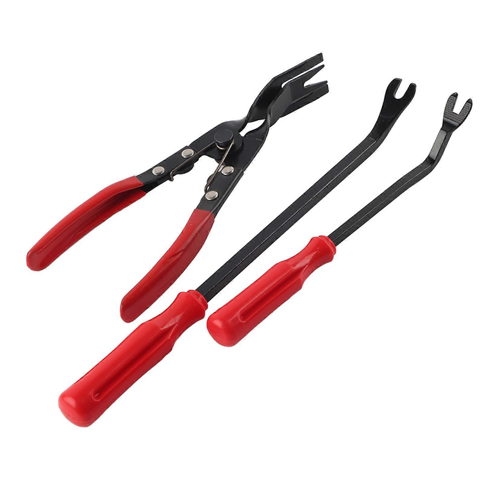 3pcs Rivet Clips Tool Kit Spring Loaded Pry Bar for Quick Removal of Staples and Clips with Wide Nose Design