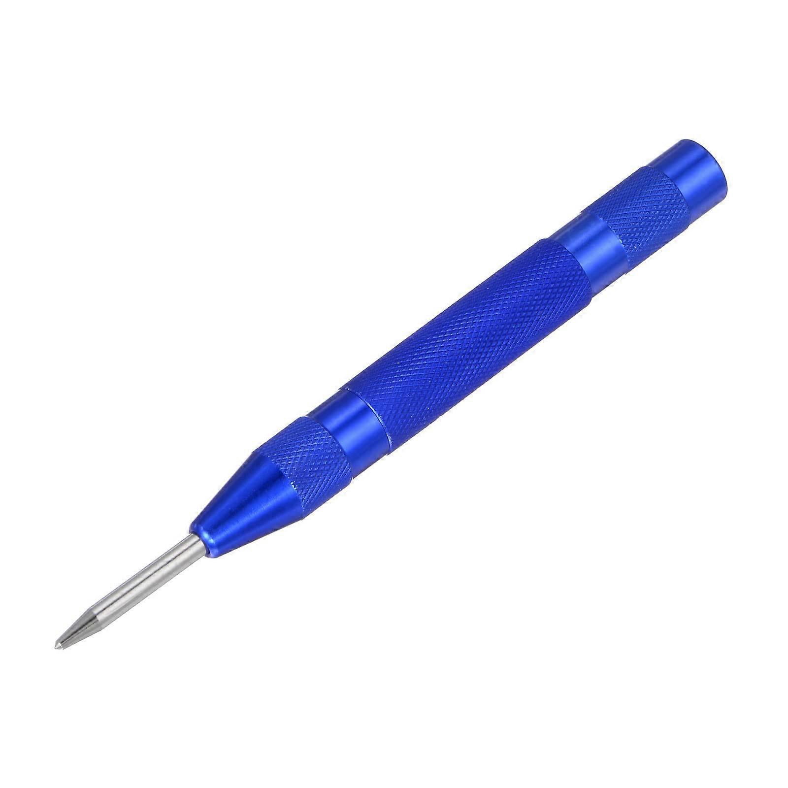 Automatic centering hole punch, 5 inches, springloaded, marking hand tool, blue.