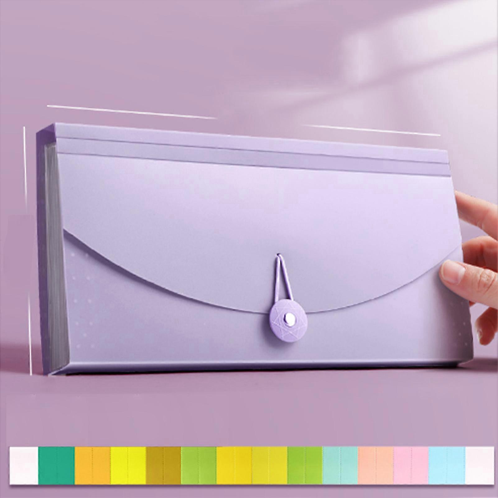 Expanding File Folder 13 Pockets Professional Waterproof Documents File Folder for VAT Invoice Receipts Purple