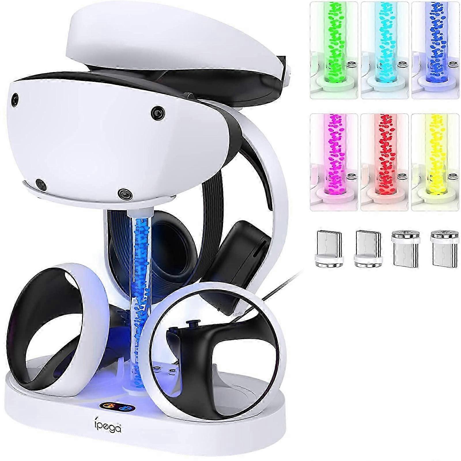 PSVR2 Charging Station with RGB Light, Vertical Charging Stand Dock Support for PS VR2 Headset Display Accessories for PSVR2