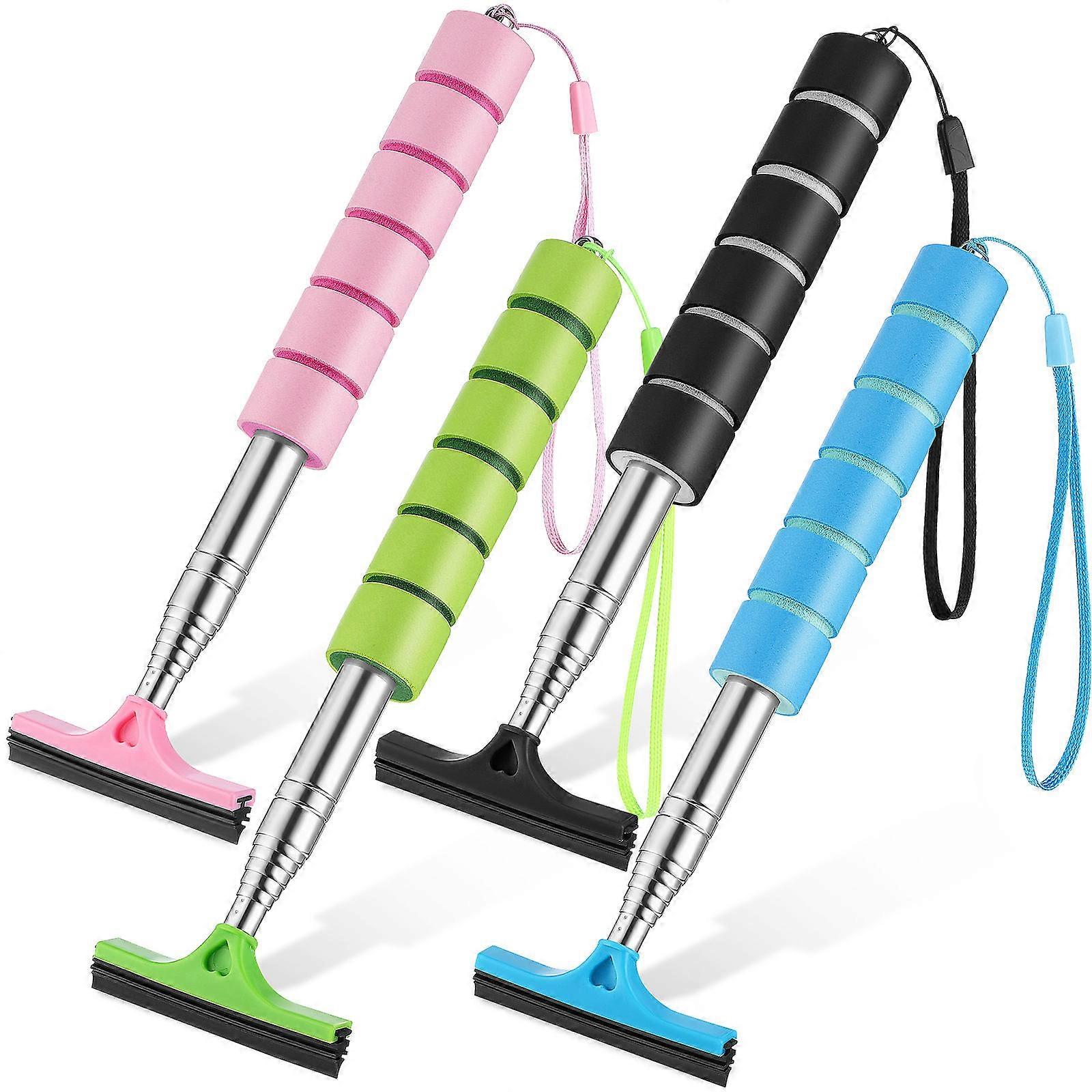 4pcs Mini Telescoping Car Mirror Squeegee Retractable Water Wiper For Side View Mirrors Windshields And Windows Handle Comfortable Grip Compact