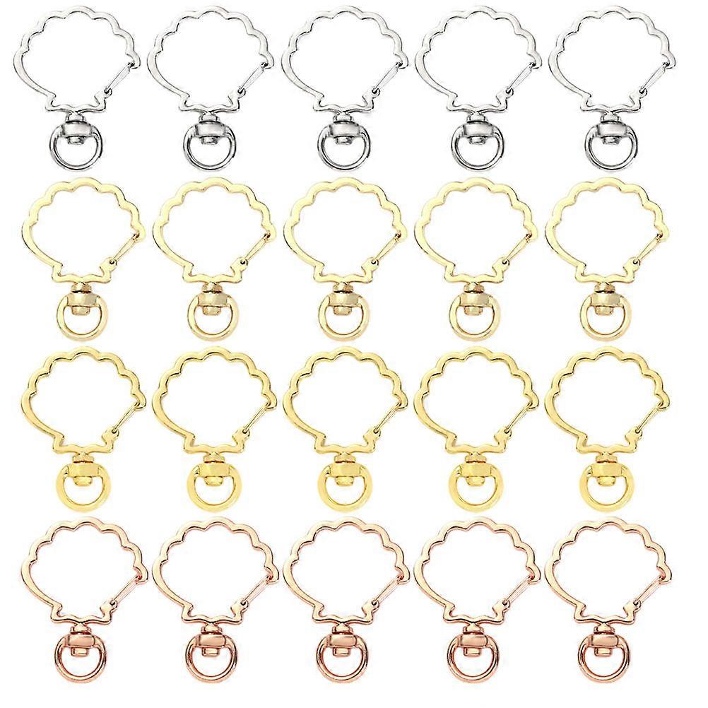 Shell Style Alloy Keychain Set Durable & Stylish Key Fob Pendant Assortment for Family, Friends, DIY Projects Mixed Colors (20pcs)