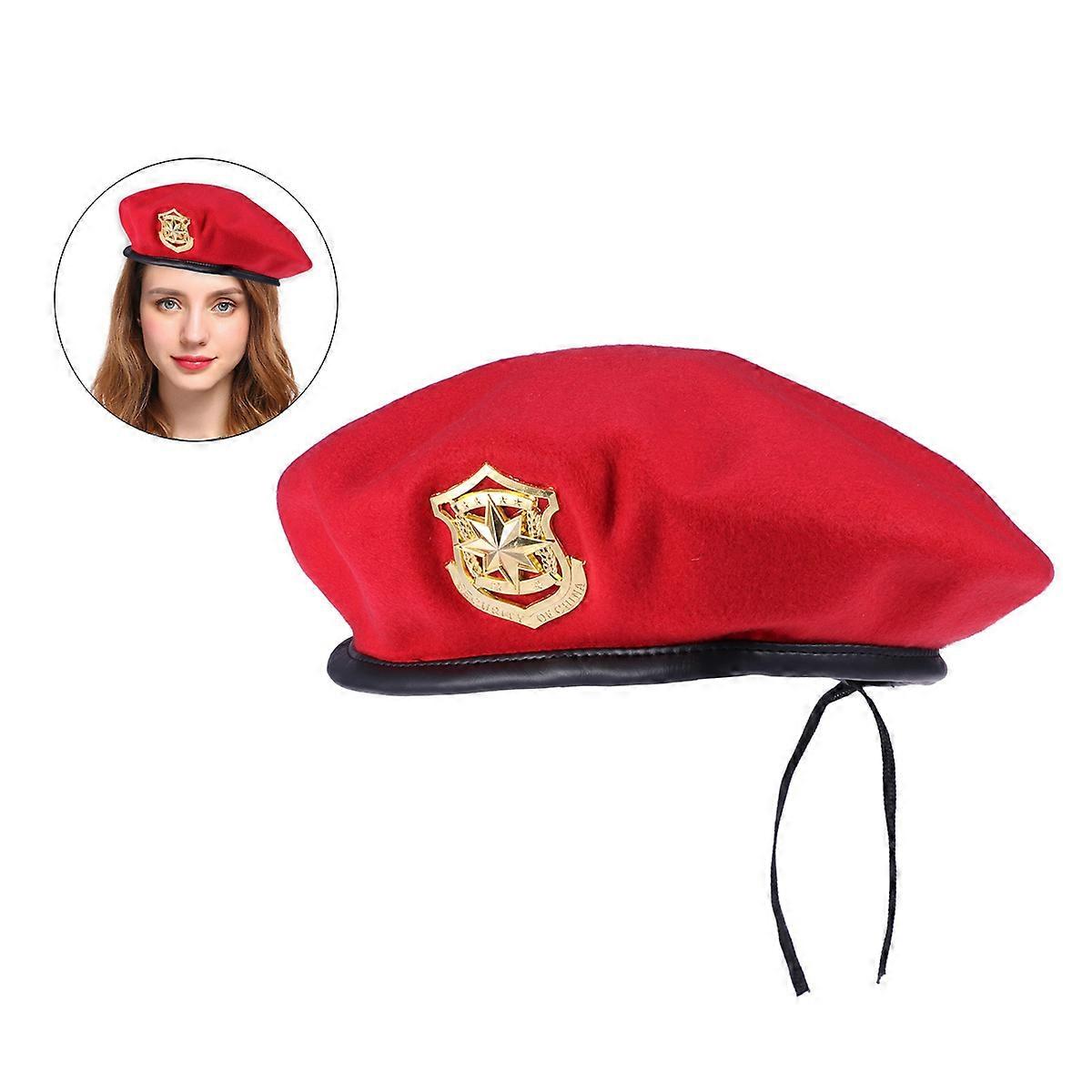 Retro Vintage Street Beret Cap Worsted Material Round Shape Simple and Elegant Stage Performance Hat 1Pack