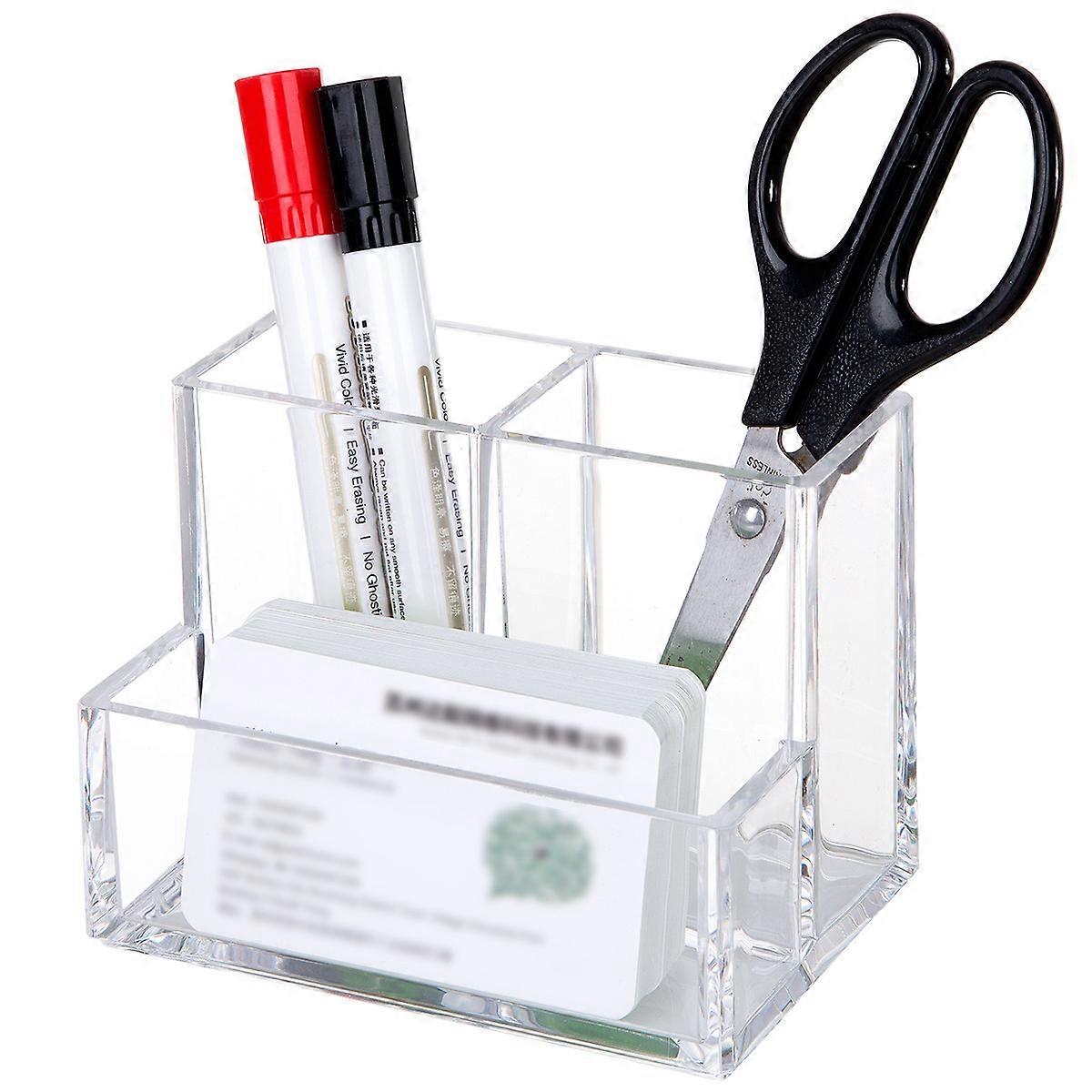Multi-Functional Transparent Pen Holder Acrylic Desktop Organizer For Students Professionals 1Pc