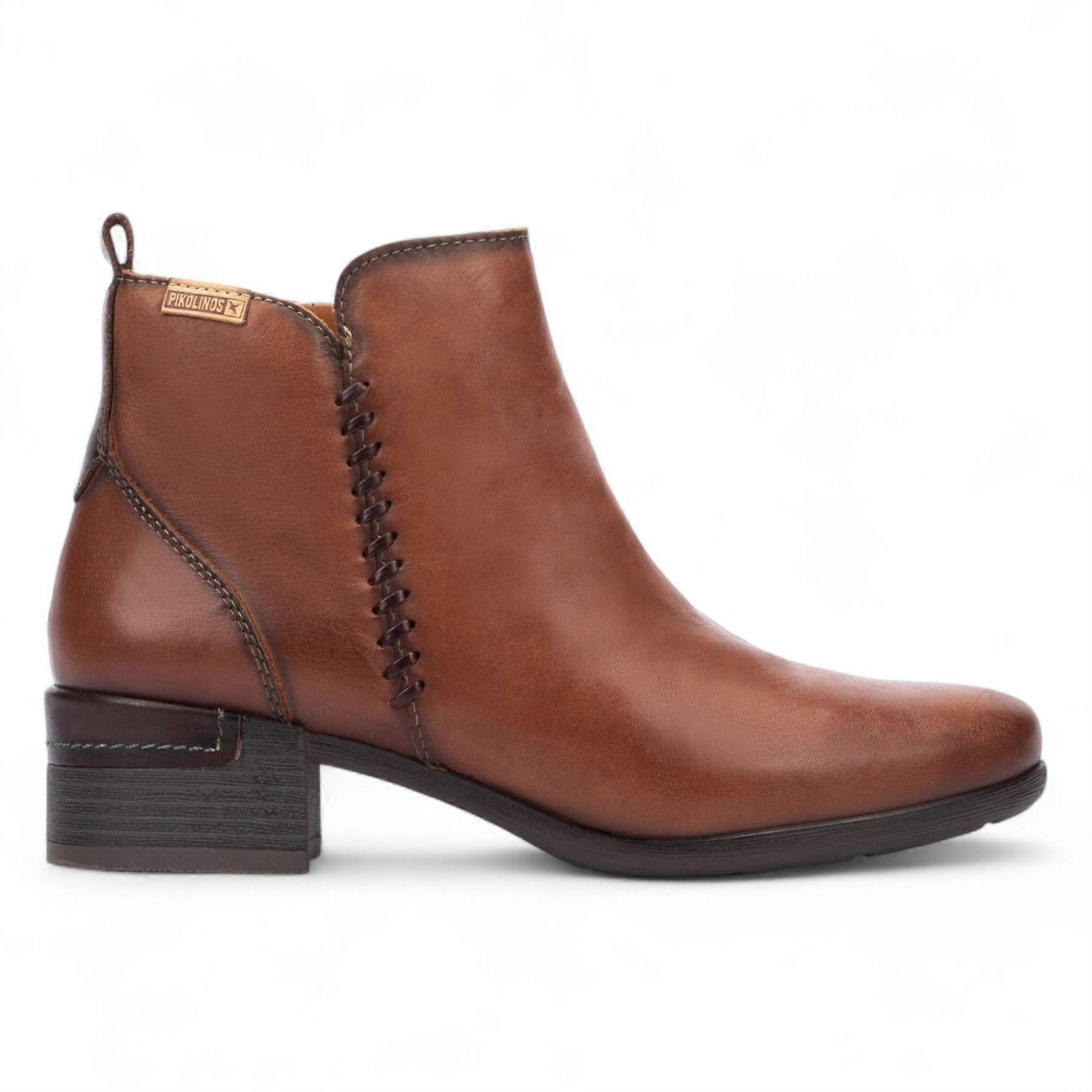Pikolinos Women’s Leather Ankle Bootie Zip Heel Boots - Malaga