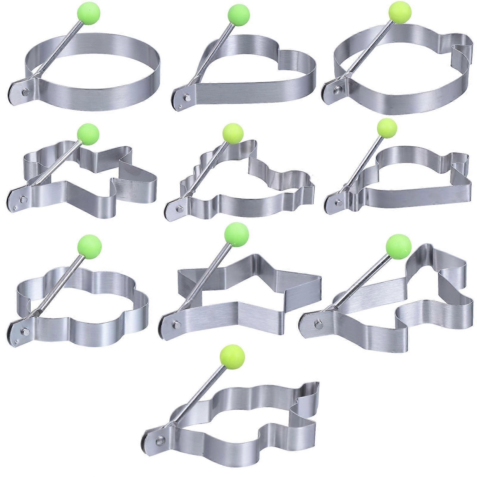 Non-Lacquer Material Egg Frying Mold Foldable Handle Kitchen Cooking 10Pcs