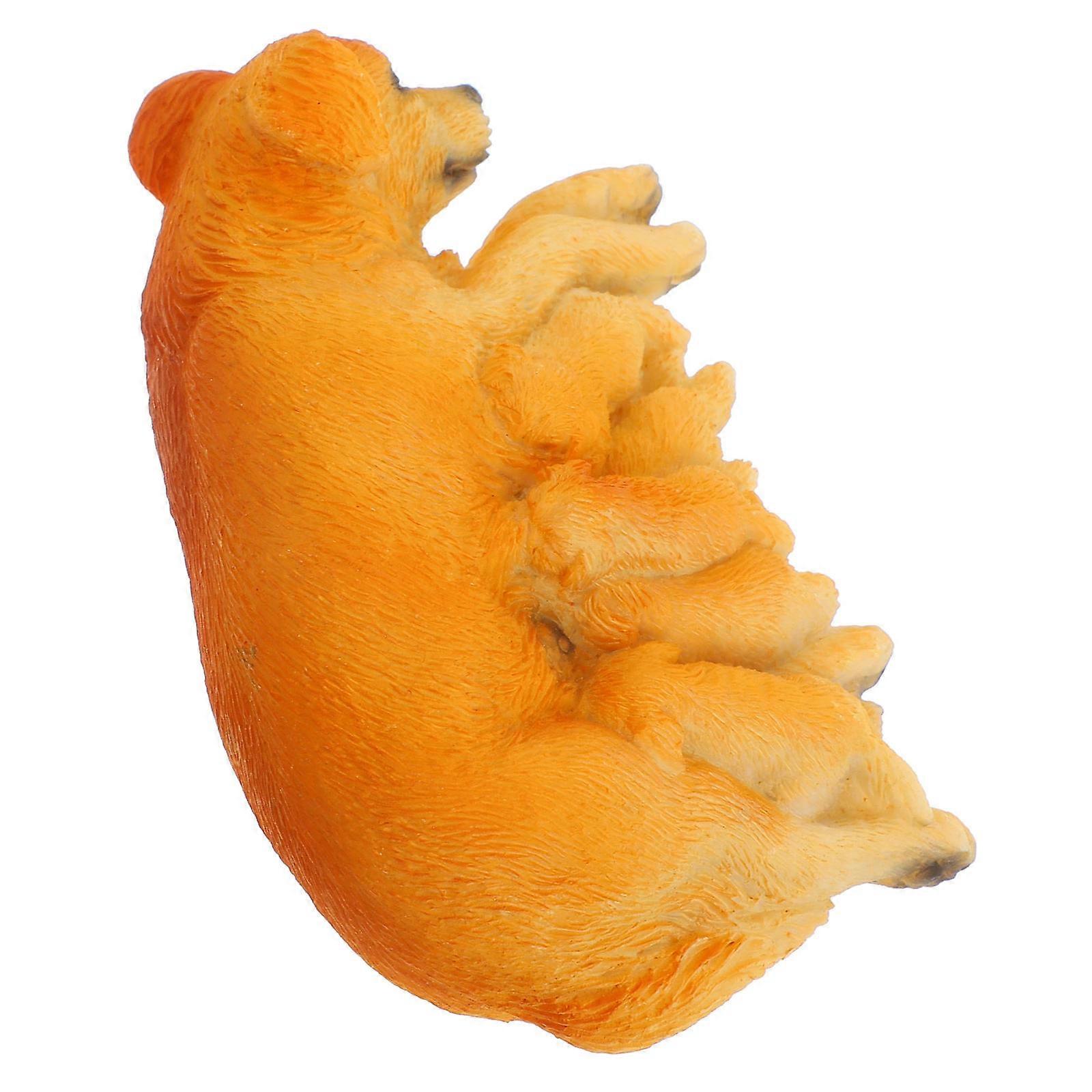 Charming Miniature Statue Set for Decoration Craft in Khaki Resin 2 Pieces