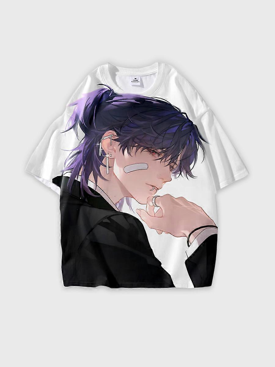 T-shirt round neck Role Pattern loose short sleeve B1461