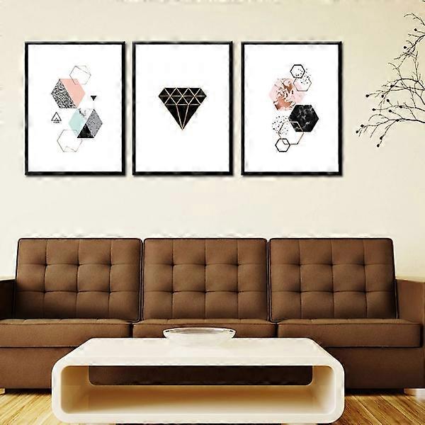 Marble Texture Geometric Patchwork 2 Wall Art Canvas Print Poster, Simple Abstract