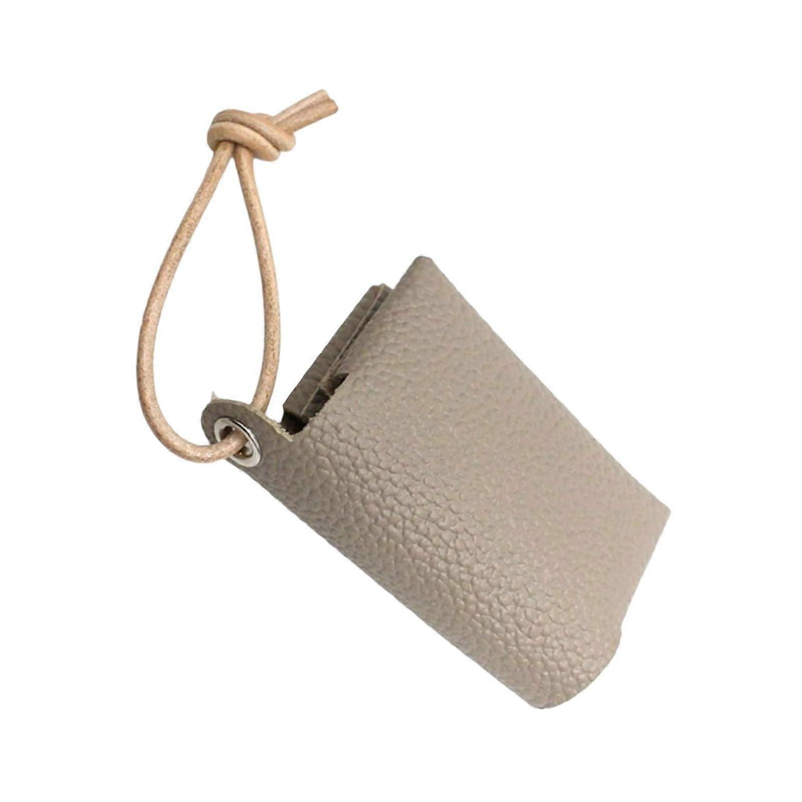 Compact Japanese Style Tissue Holder PU Leather Foldable Paper Box Adjustable Cord Travel Tissue Bag Gray