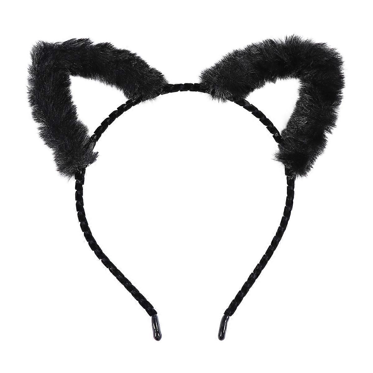 Cute Cat Ears Shape Hair Band Made of Cloth for Decoration Use Black Lightweight Comfortable