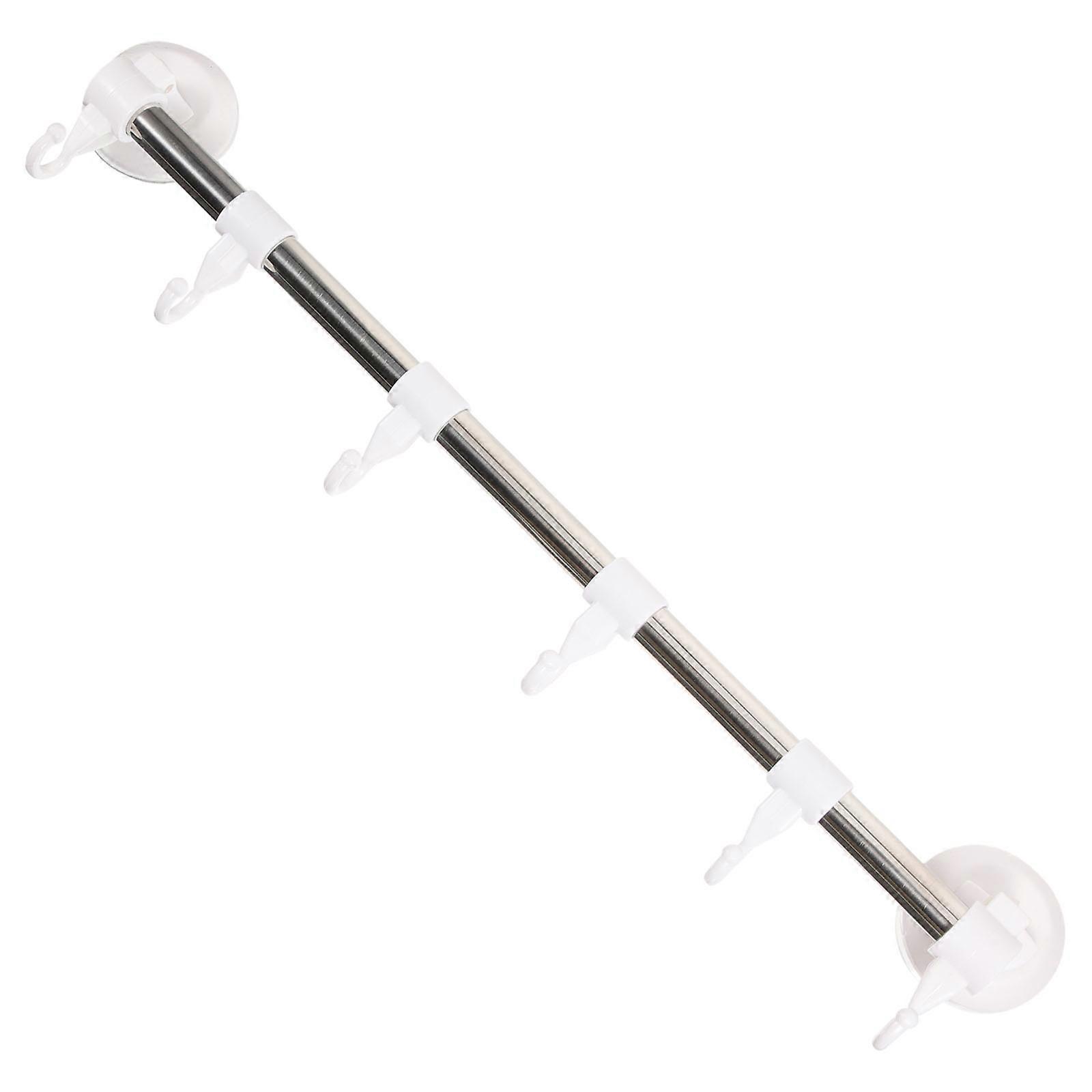 Adjustable Suction Cup Towel Rack with Hooks – Durable Kitchen Towel Holder for Efficient Storage of Towels, Clothes, and Bath Brushes – Space Saving