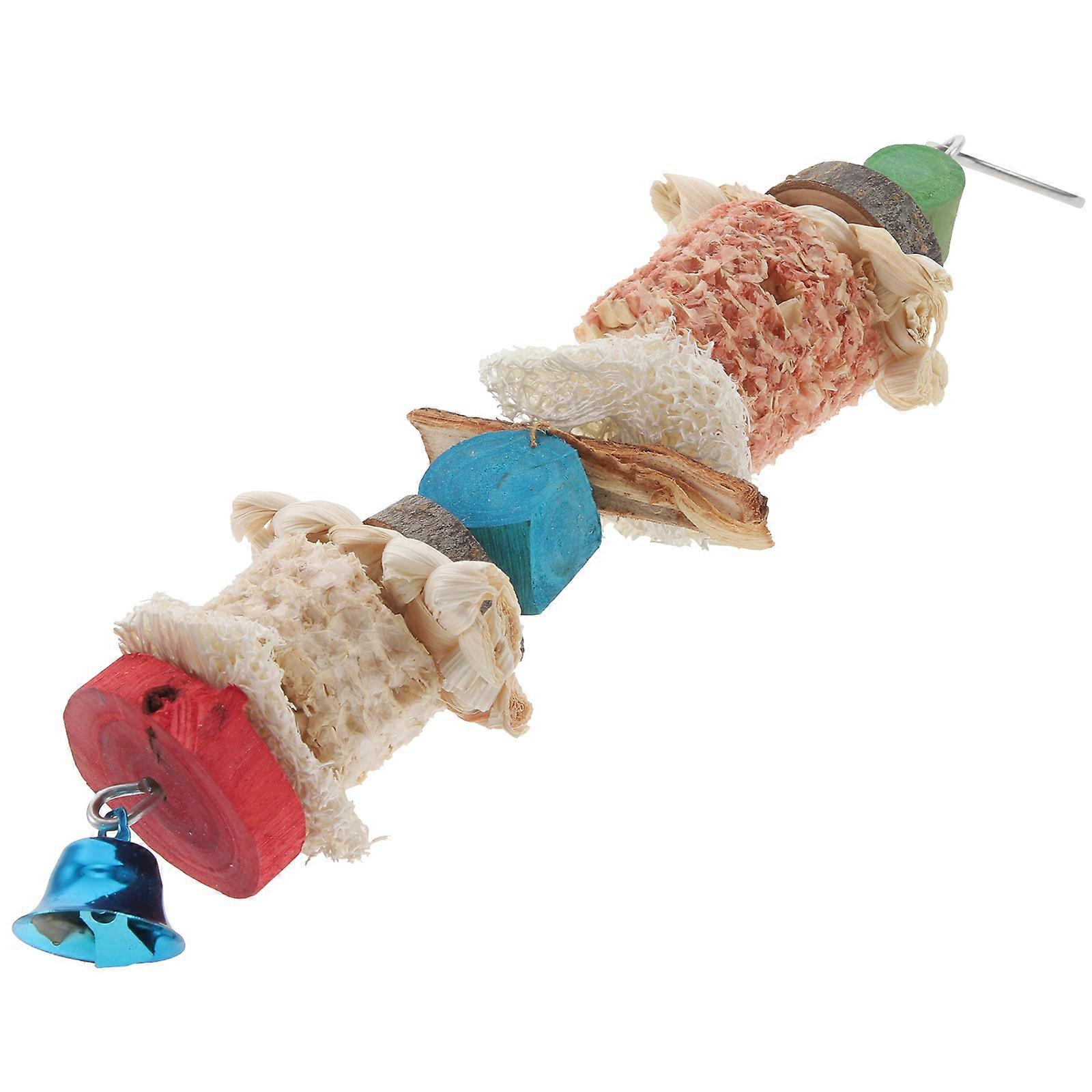 Wooden Bird Chew Toy for Parrots and Parakeets with Natural Design Hanging Fun