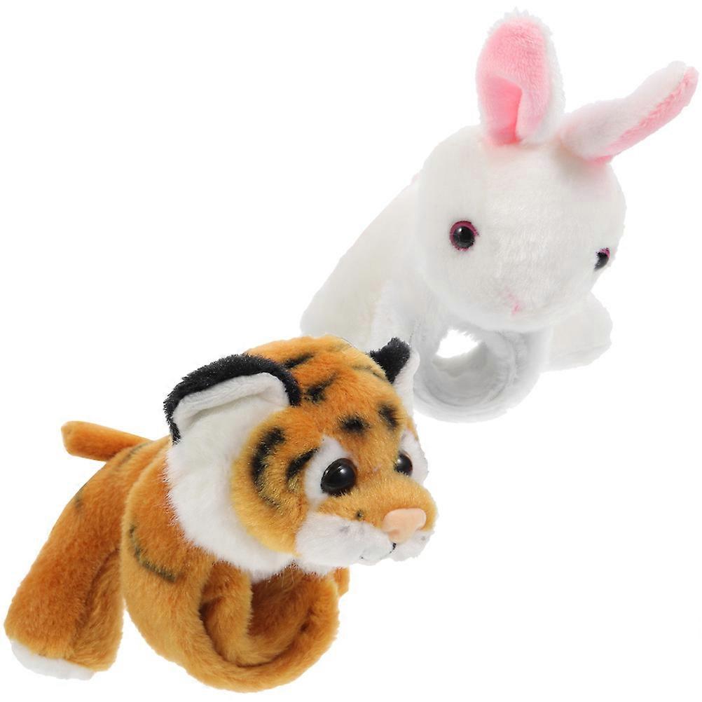 Plush Animal Slap Bracelets Fuzzy Snap Wristbands for Jungle Theme Birthday Parties Design Comfortable Slap Rings Set of 2