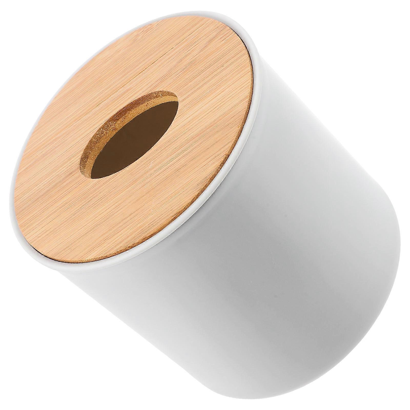 Modern Grey Tissue Box Cover PP and Wood for Home Use Decorative Storage Solution 5.5 x 5.5 x 6.5 inches