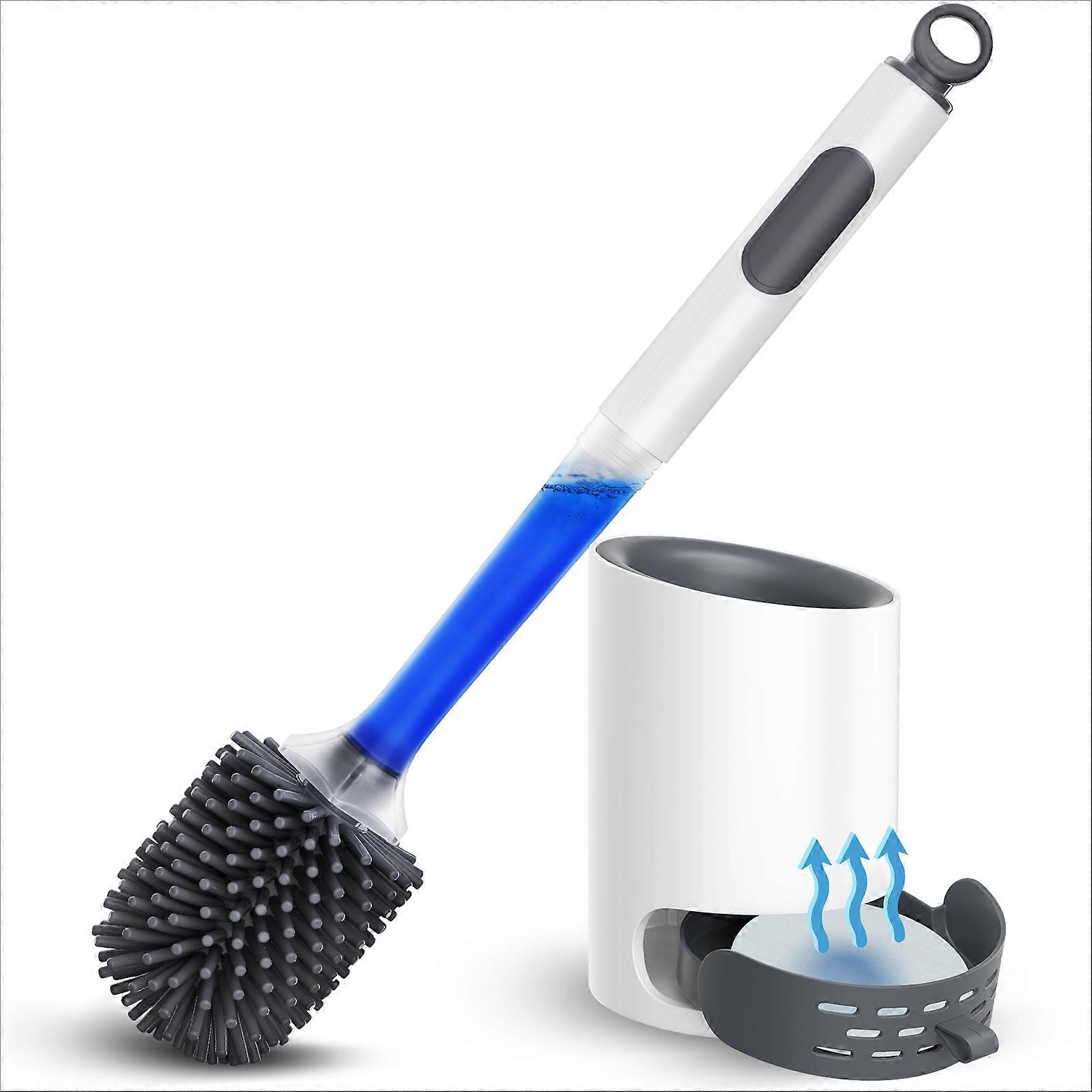 Toilet Bowl Cleaning Brush Hamitor Sanitary Toilet Brush Set Compact Square Base 360 Degree Cleaning 1Set