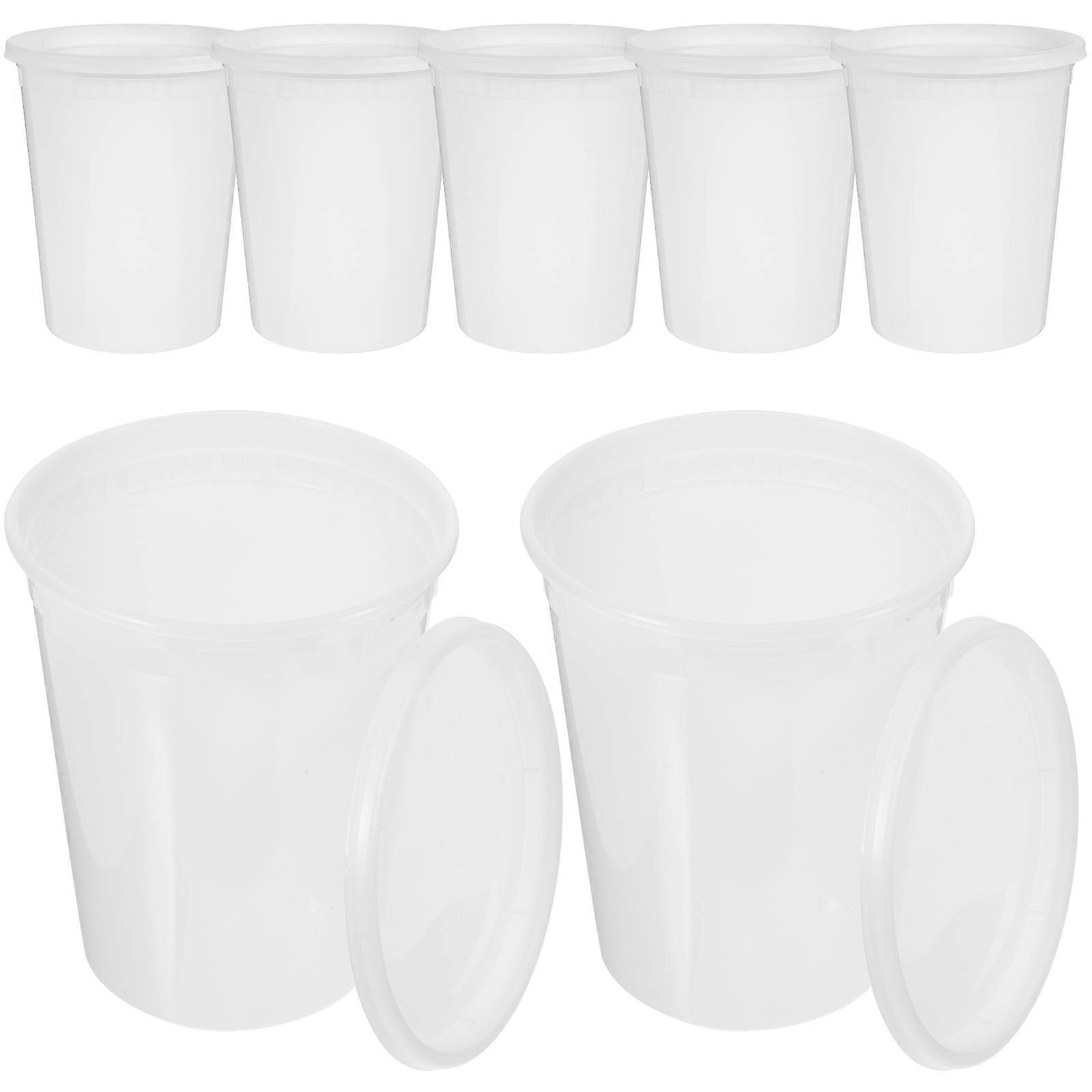 20 Sets Transparent Disposable Soup Cups with Lids for Takeout Food Storage and Porridge 8 oz PP