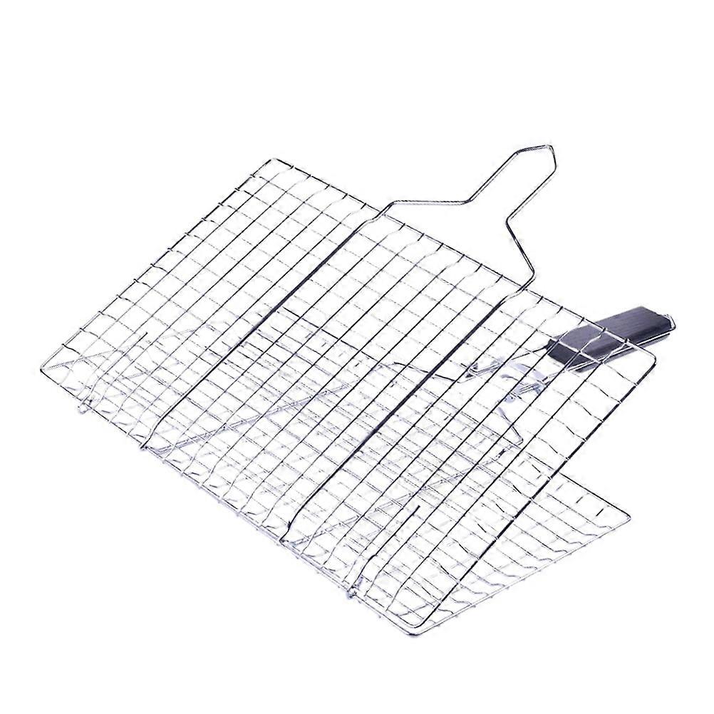 Folding Barbecue Grill Mat Stainless Steel Nonstick Safe Use Rectangular Grilling Accessory for Barbecue Rack 1Set