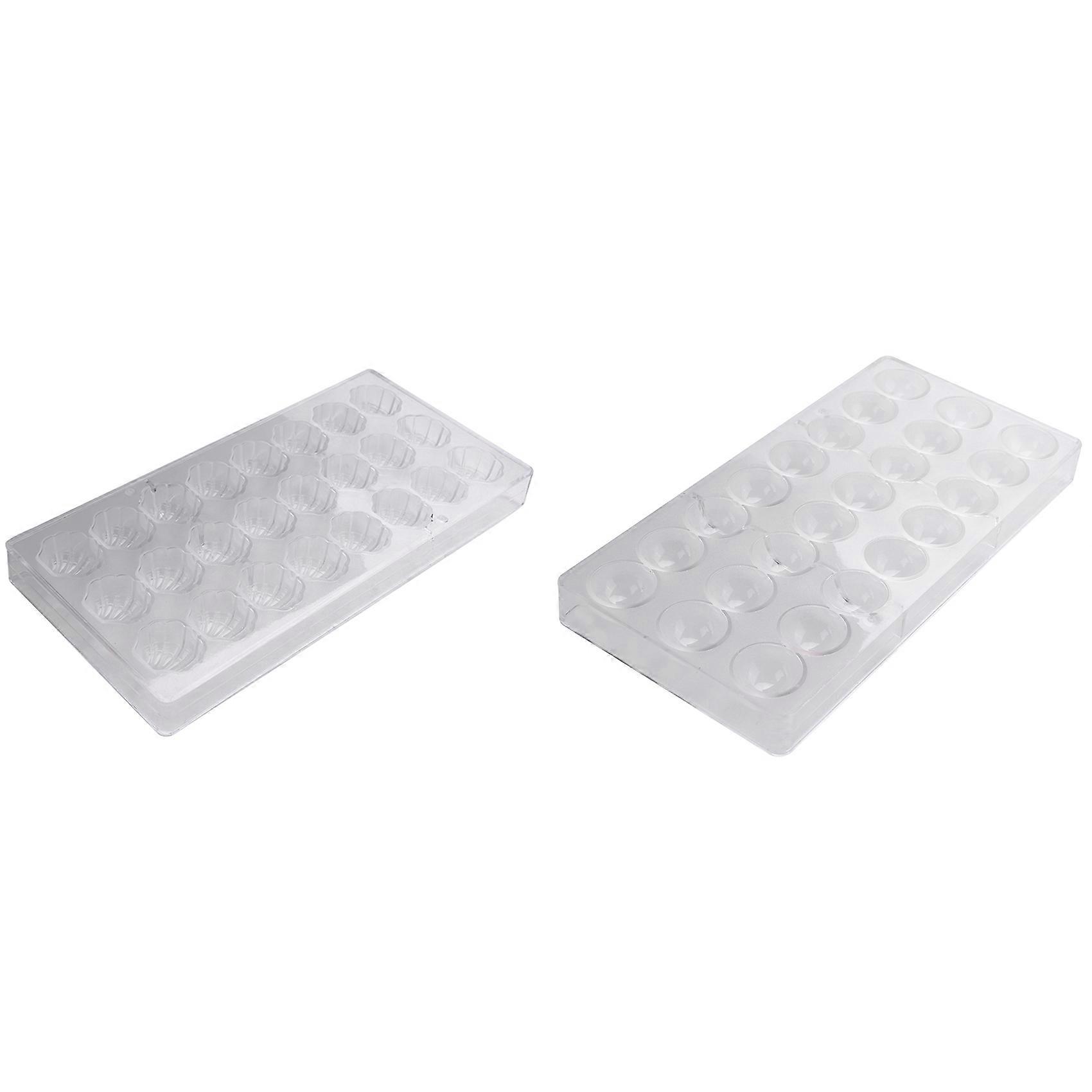 Shell Shape Hard Chocolate Mold 3D Sea Shell Clear Ice Jelly Candy Mould & 24 Holes Semi Sphere Choc
