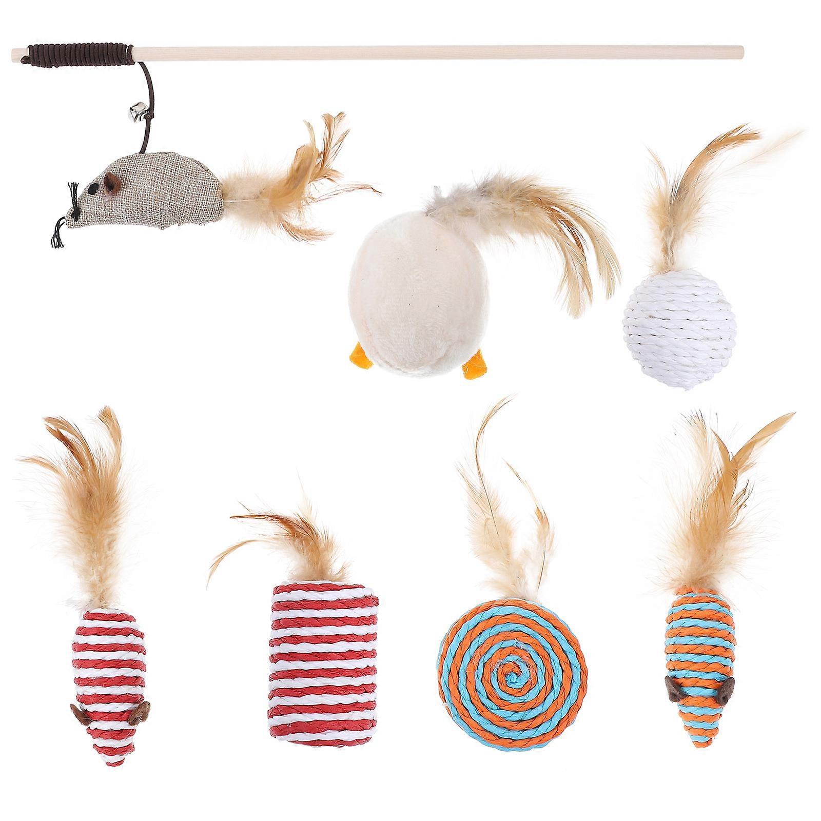 Interactive Cat Teasing Stick Set with Mouse Toy for Indoor Play and Training