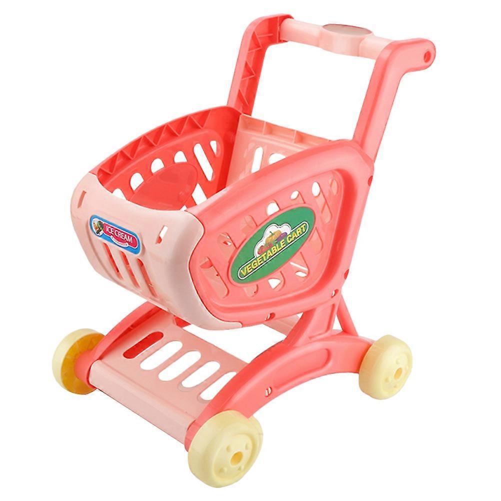 Supermarket Shopping Cart Toy Set For Children Exercise Hands-On Ability Pink Plastic 1Pcs